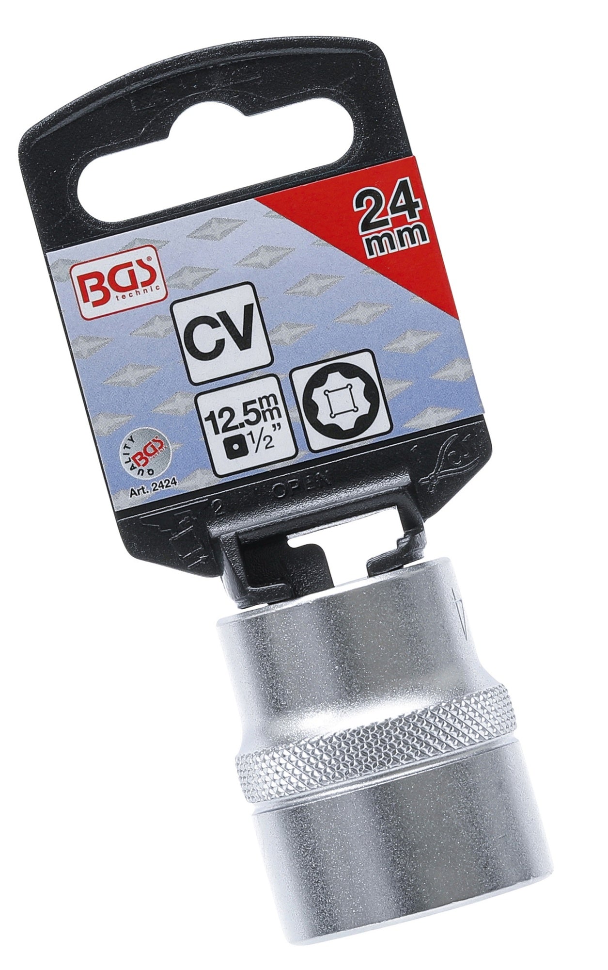 BGS 2424 Nuss / Stecknuss 24mm Super Lock Wellenprofil Antrieb 12,5mm (1/2")