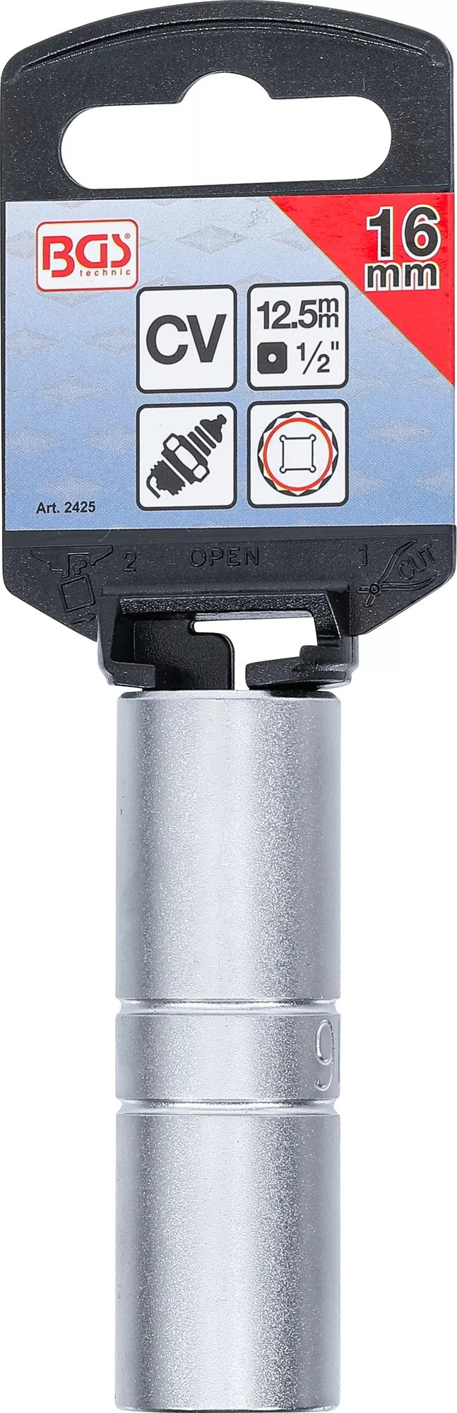 BGS 2425 Zündkerzen Einsatz Sechskant dünnwandig SW 16mm Antrieb 12,5mm (1/2")