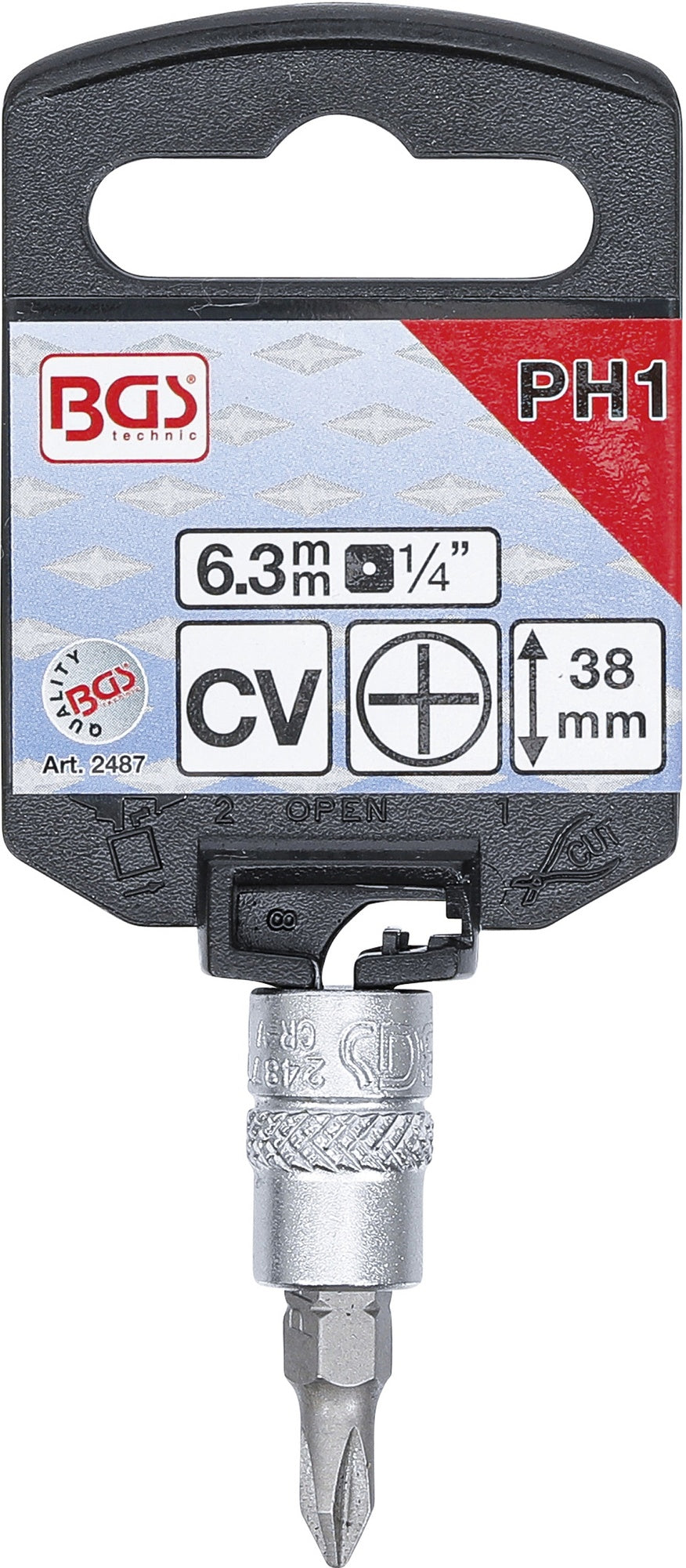 BGS 2487 Biteinsatz Kreuzschlitz Einsatz PH1 Länge 38mm Antrieb 6,3mm (1/4")