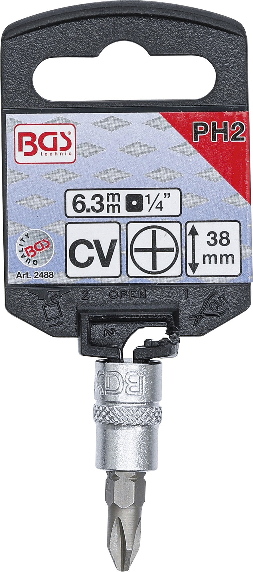 BGS 2488 Biteinsatz Kreuzschlitz Einsatz PH2 Länge 38mm Antrieb 6,3mm (1/4")