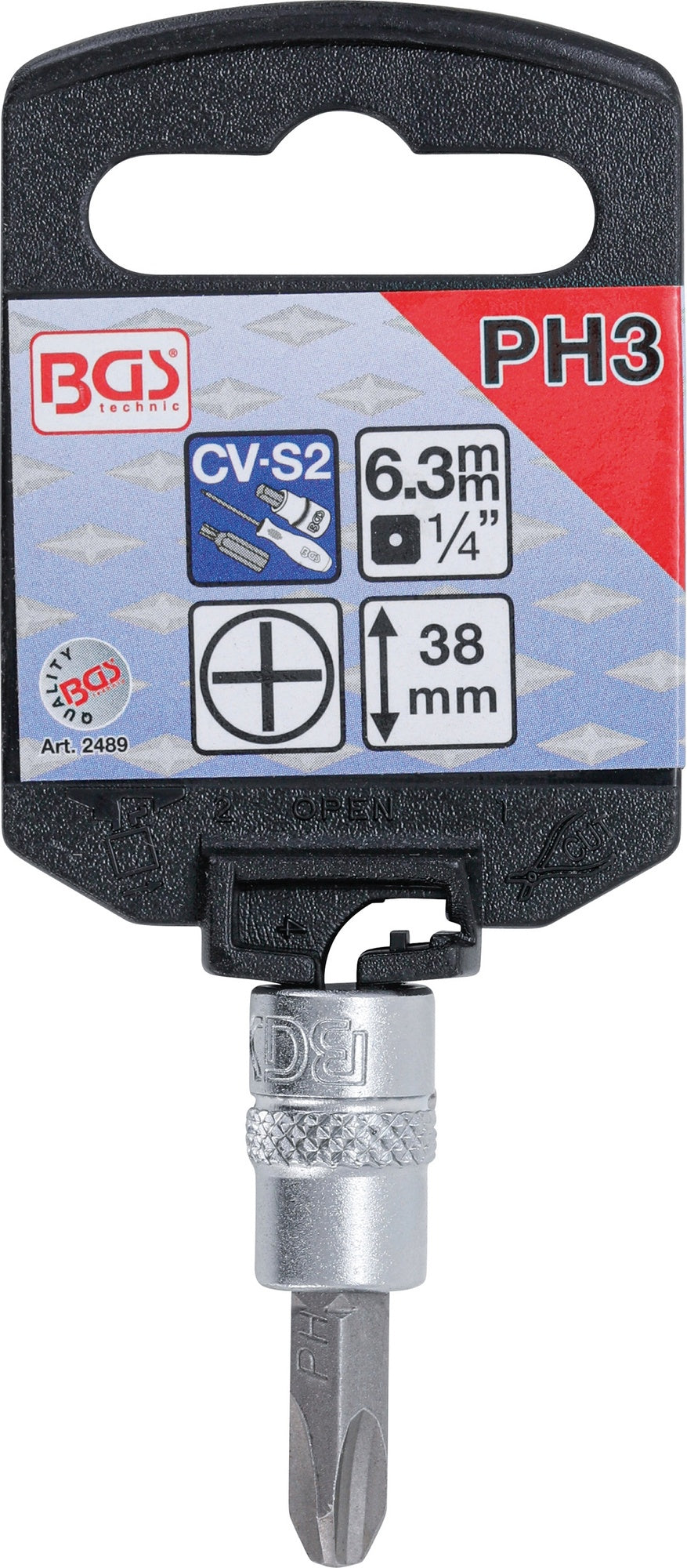 BGS 2489 Biteinsatz Kreuzschlitz Einsatz PH3 Länge 38mm Antrieb 6,3mm (1/4")