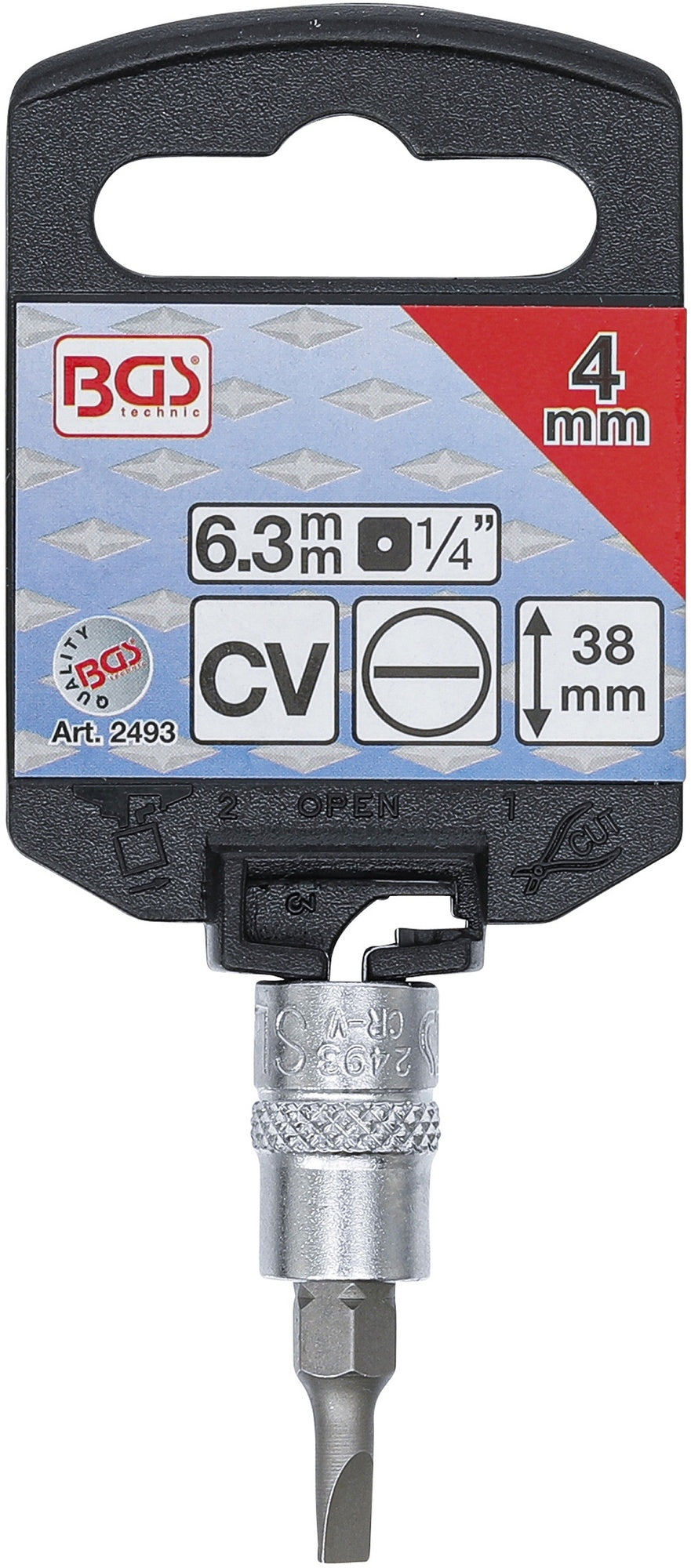 BGS 2493 Biteinsatz Schlitz Einsatz 4mm Länge 38mm Antrieb 6,3mm (1/4")