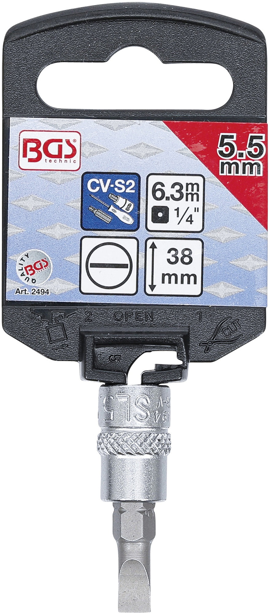 BGS 2494 Biteinsatz Schlitz Einsatz 5,5mm Länge 38mm Antrieb 6,3mm (1/4")