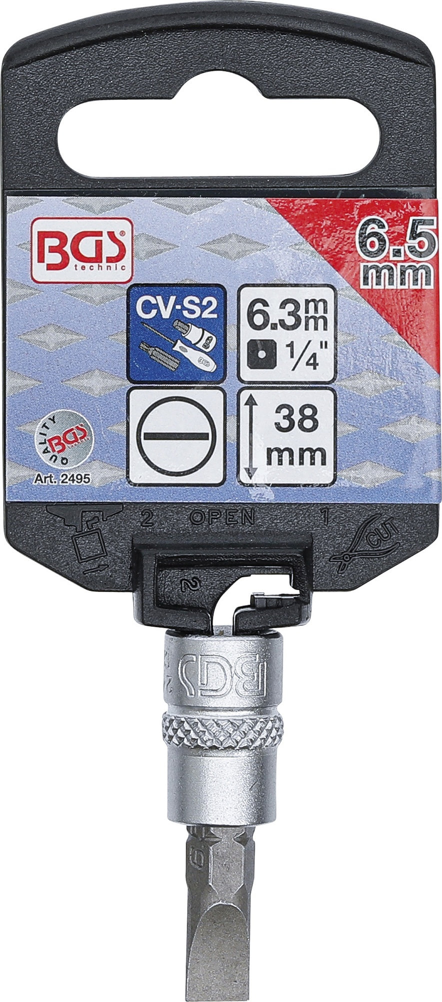 BGS 2495 Biteinsatz Schlitz Einsatz 6,5mm Länge 38mm Antrieb 6,3mm (1/4")