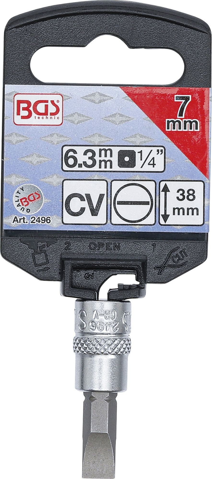 BGS 2496 Biteinsatz Schlitz Einsatz 7mm Länge 38mm Antrieb 6,3mm (1/4")