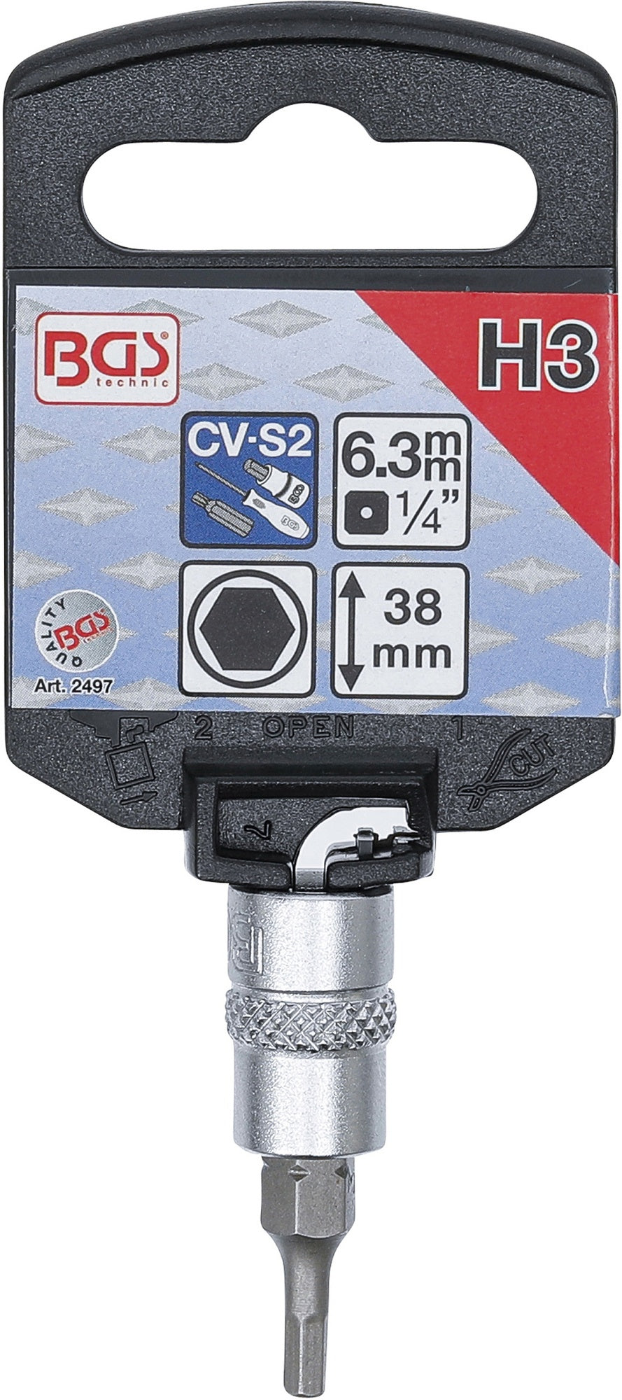 BGS 2497 Biteinsatz Innensechskant 3mm HX3 Länge 38mm Antrieb 6,3mm (1/4")