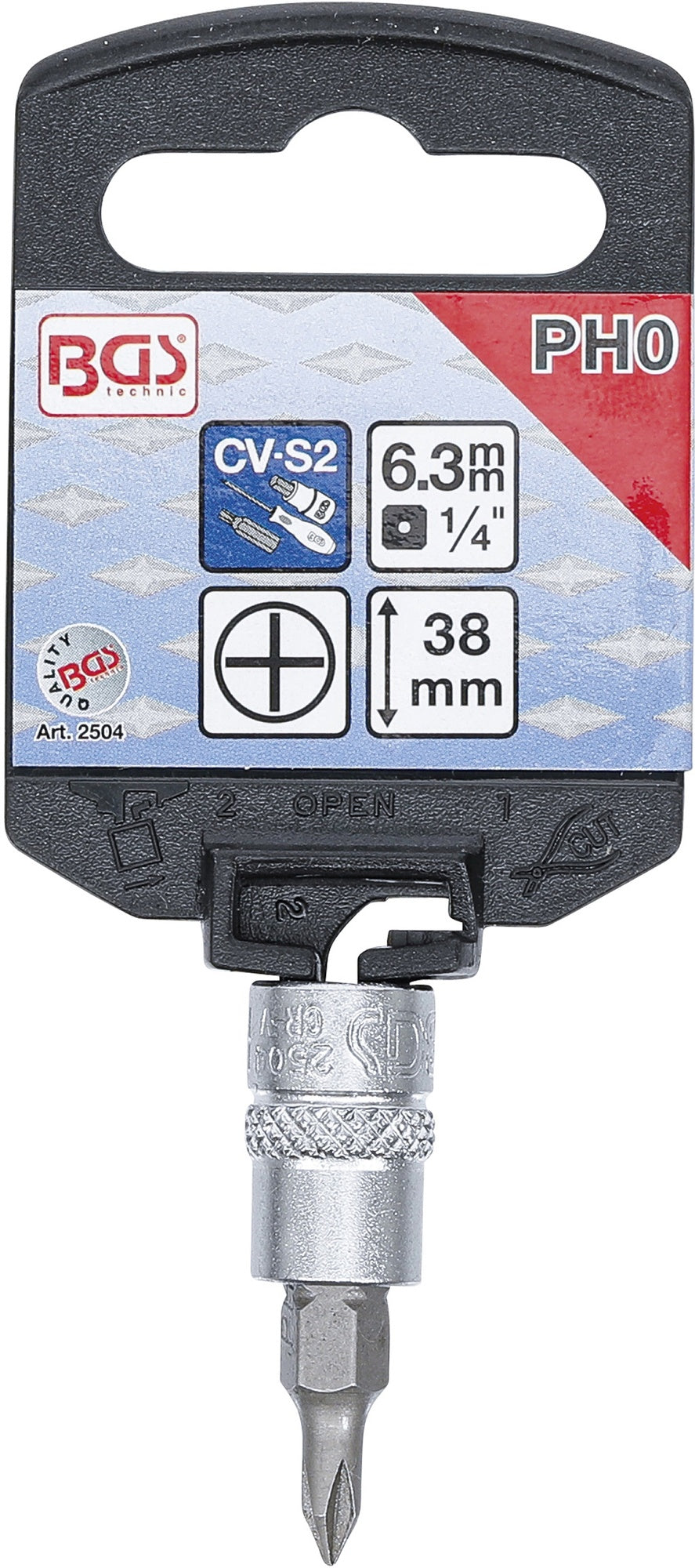 BGS 2504 Biteinsatz Kreuzschlitz Einsatz PH0 Länge 38mm Antrieb 6,3mm (1/4")