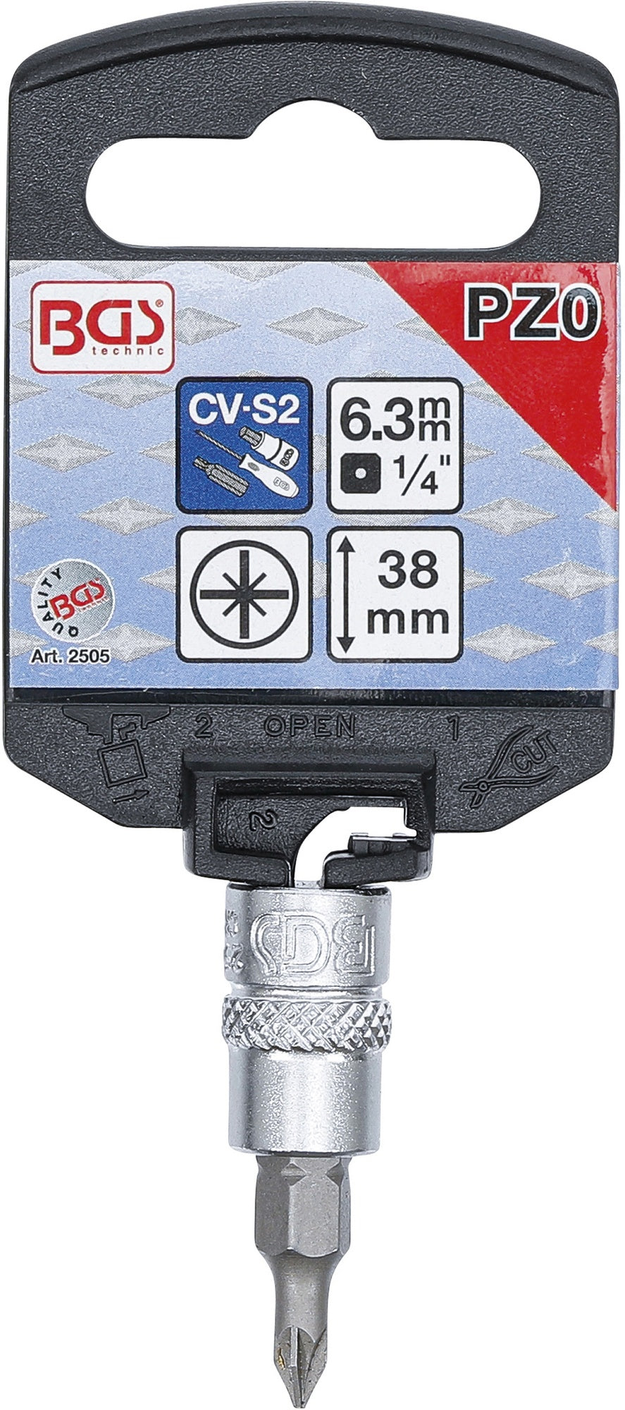 BGS 2505 Biteinsatz Kreuzschlitz Einsatz PZ0 Länge 38mm Antrieb 6,3mm (1/4")