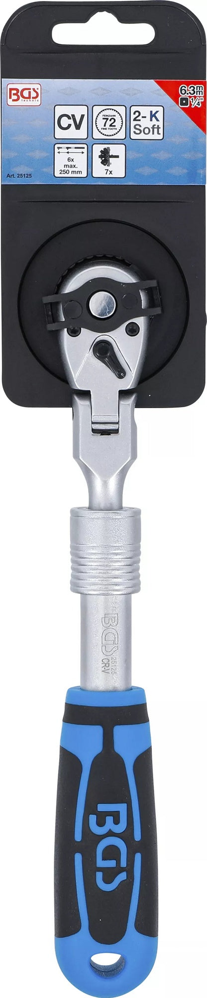 BGS 25125 Umschaltknarre ausziehbar abwinkelbar Abtrieb 6,3mm (1/4") 210 - 250mm