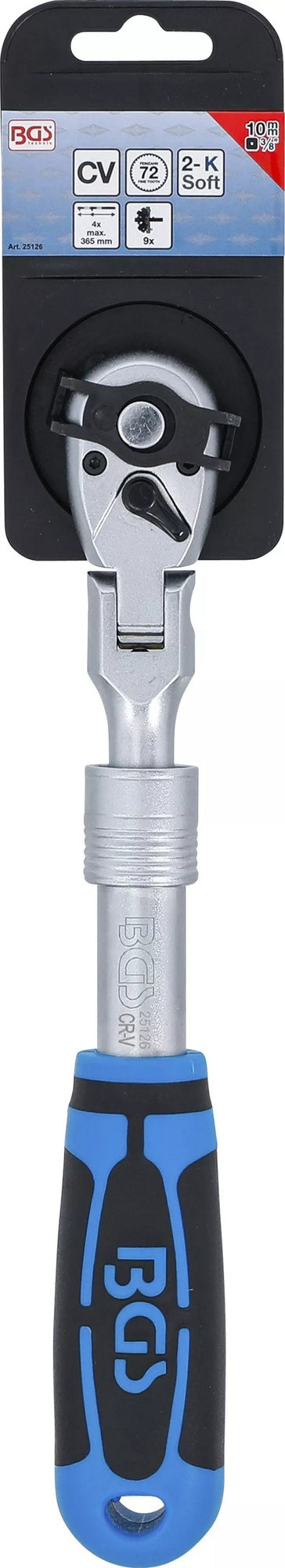 BGS 25126 Umschaltknarre ausziehbar abwinkelbar Abtrieb 10mm (3/8") 260 - 365mm