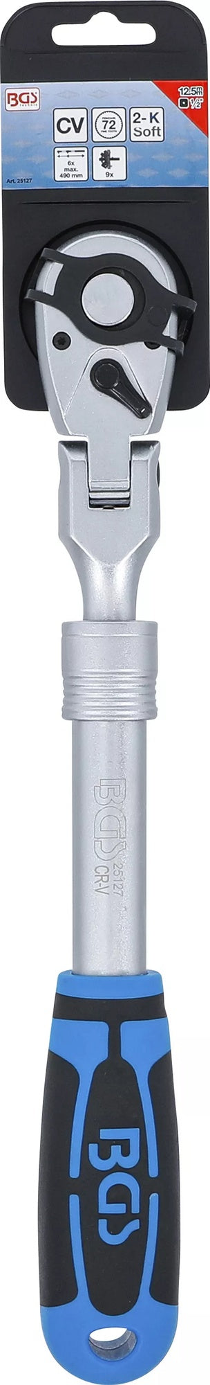 BGS 25127 Umschaltknarre ausziehbar abwinkelbar Abtrieb 12,5mm (1/2") 350 - 490mm