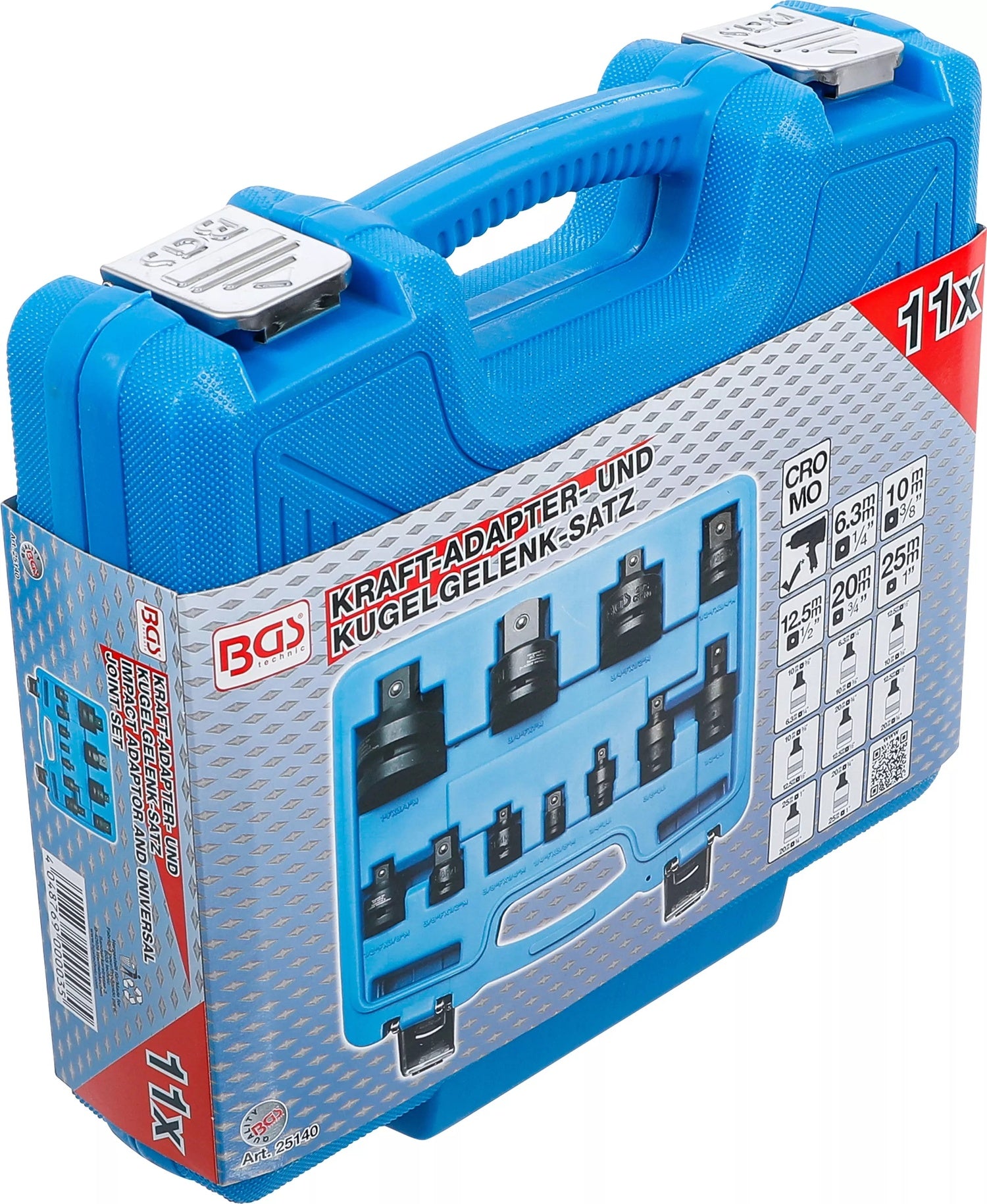 BGS 25140 Satz Kraft Kugelgelenke und Adapter Antrieb 6,3mm (1/4") - 25mm (1") | 11 teilig Schlagschrauber geeignet