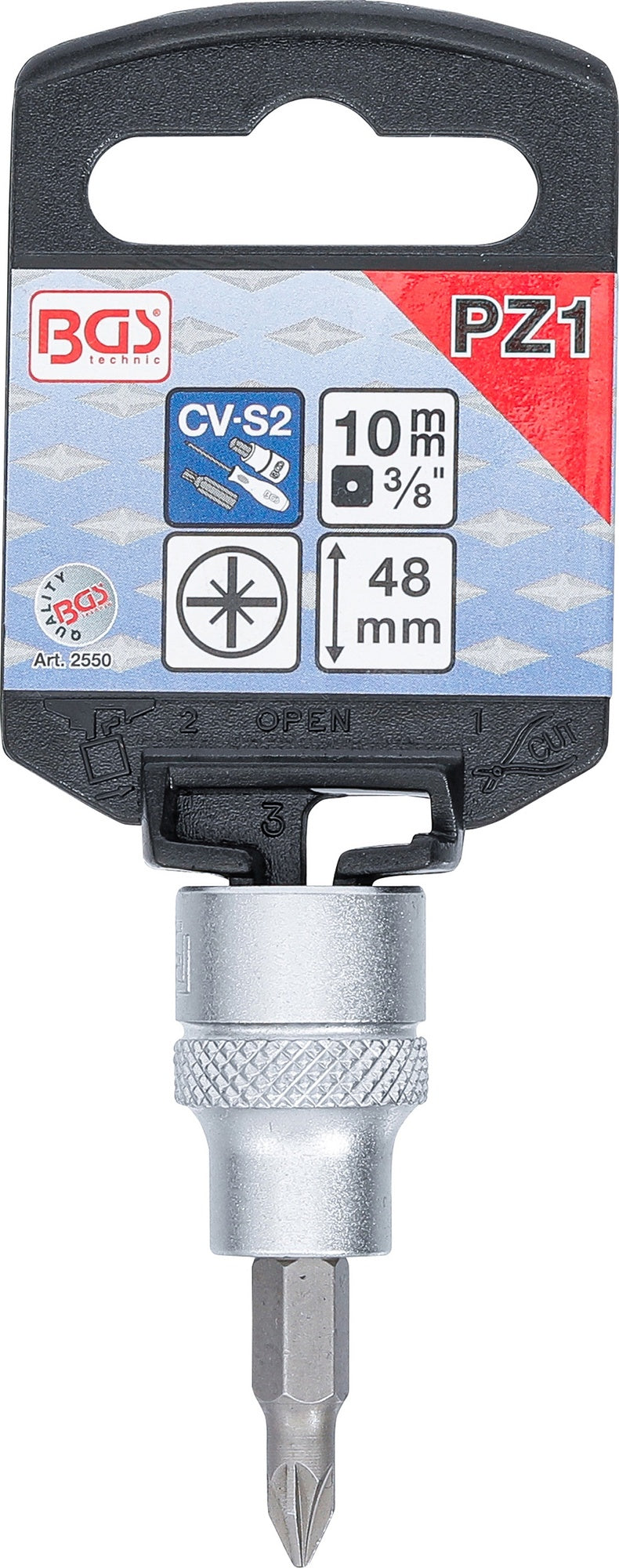 BGS 2550 Biteinsatz Kreuzschlitz Einsatz PZ1 Länge 48mm Antrieb 10mm (3/8")