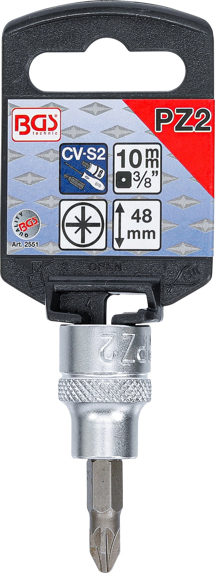 BGS 2551 Biteinsatz Kreuzschlitz Einsatz PZ2 Länge 48mm Antrieb 10mm (3/8")