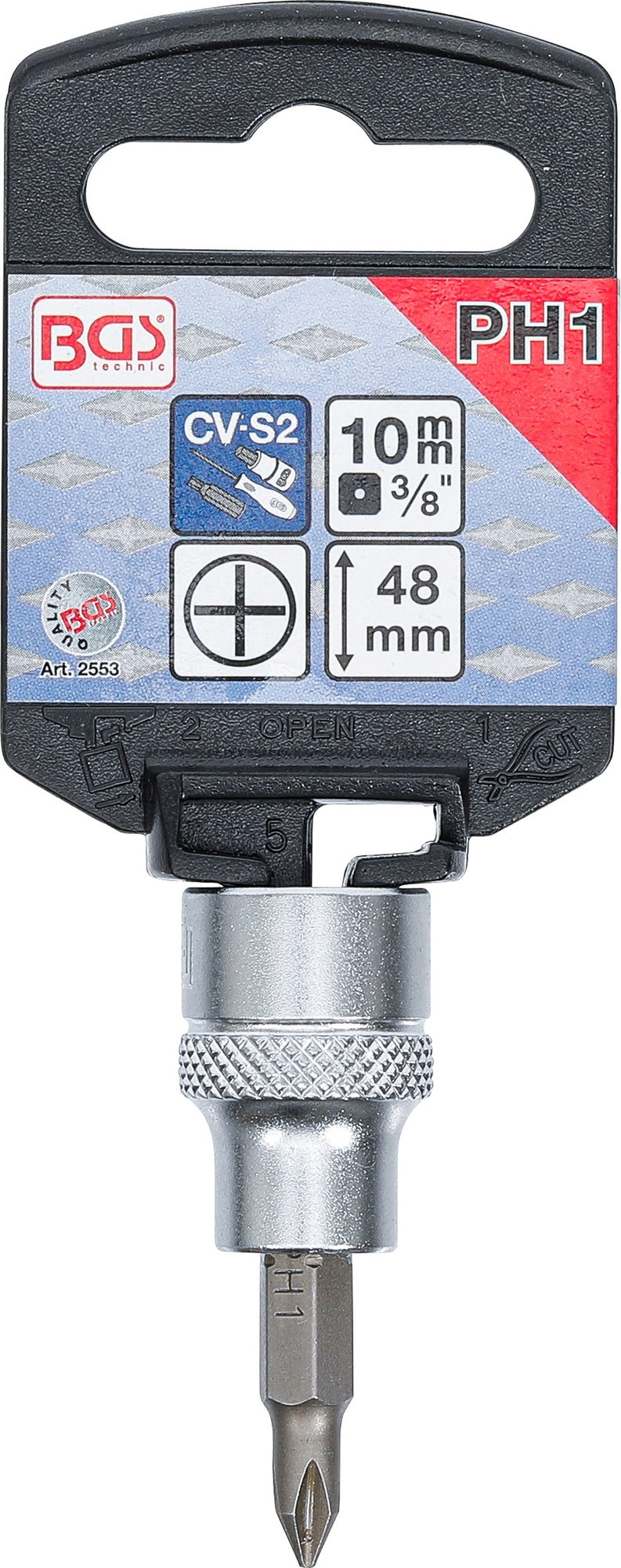 BGS 2553 Biteinsatz Kreuzschlitz Einsatz PH1 Länge 48mm Antrieb 10mm (3/8")