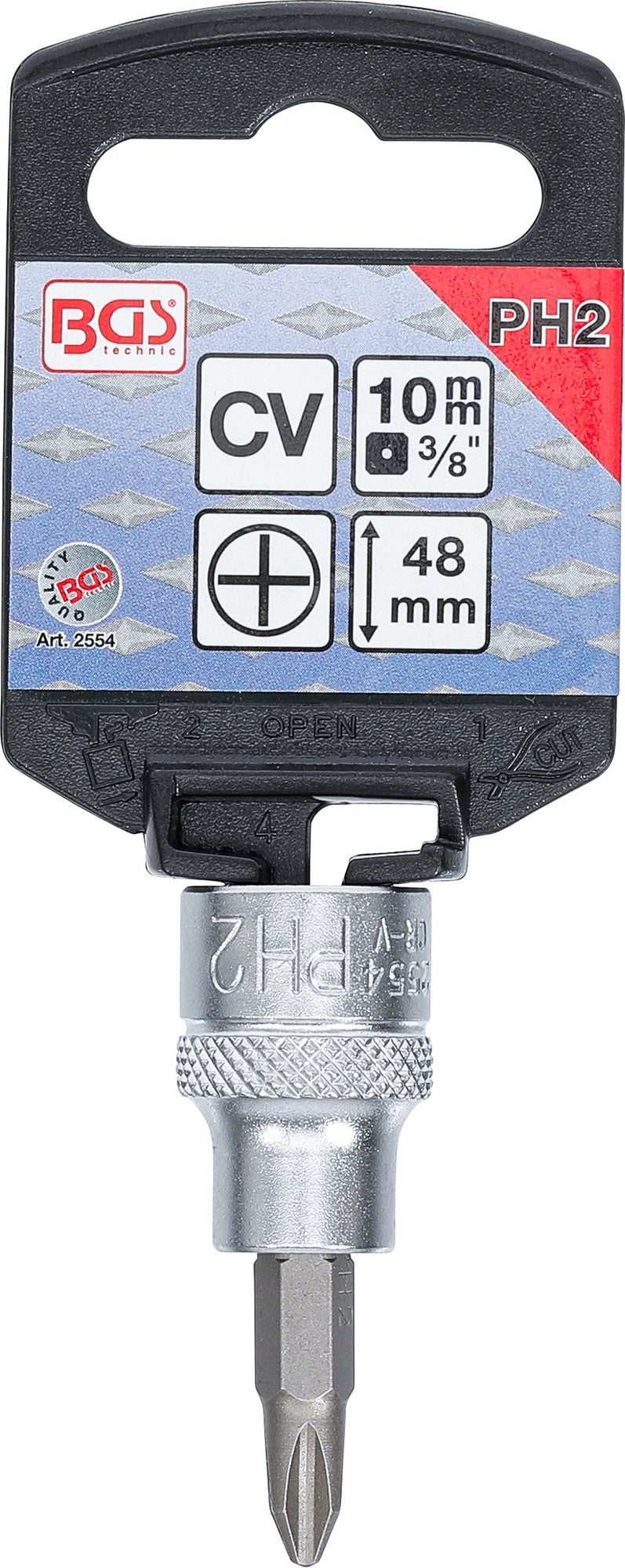 BGS 2554 Biteinsatz Kreuzschlitz Einsatz PH2 Länge 48mm Antrieb 10mm (3/8")