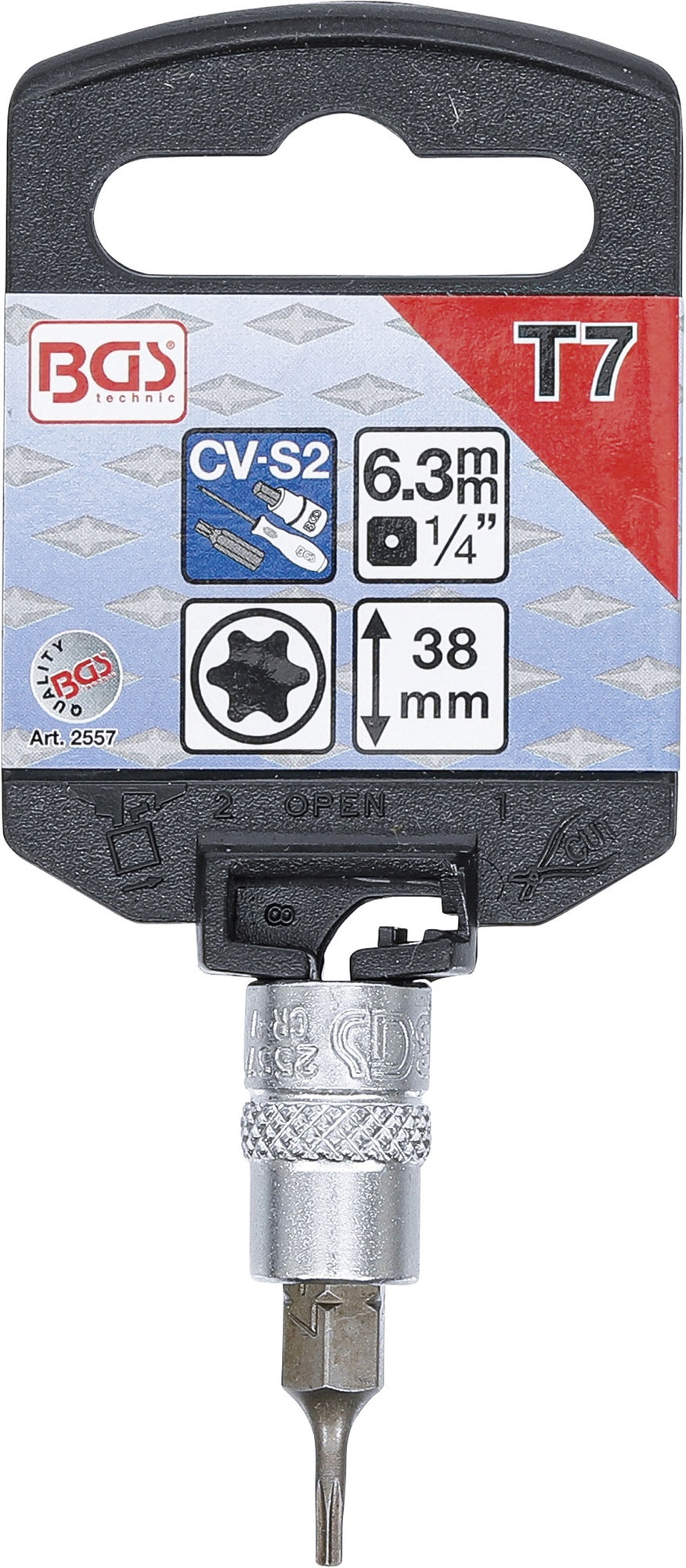BGS 2557 Biteinsatz T-Profil (für Torx) T7 Länge 38mm Antrieb 6,3mm (1/4")