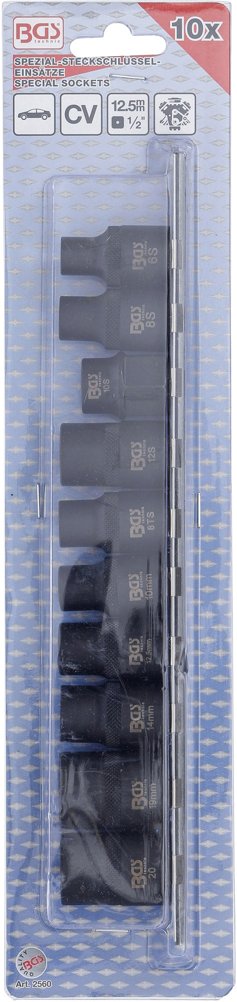 BGS 2560 Satz Spezial Steckschlüsseleinsätze für Kfz 3 5 6 10-kant 10 teilig