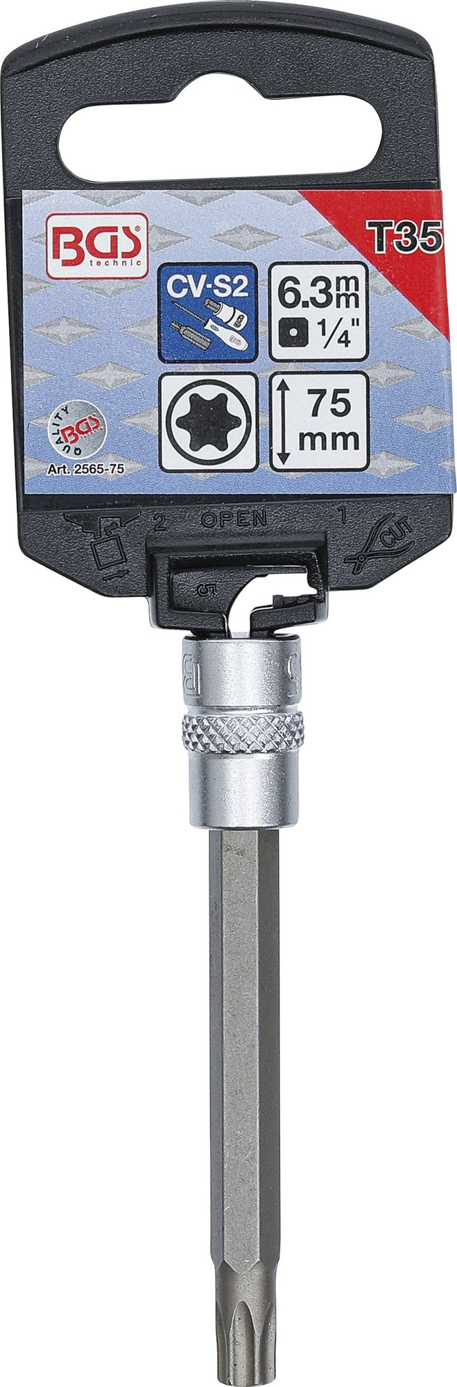 BGS 2565-75 Biteinsatz T-Profil (für Torx) T35 Länge 75mm Antrieb 6,3mm (1/4")