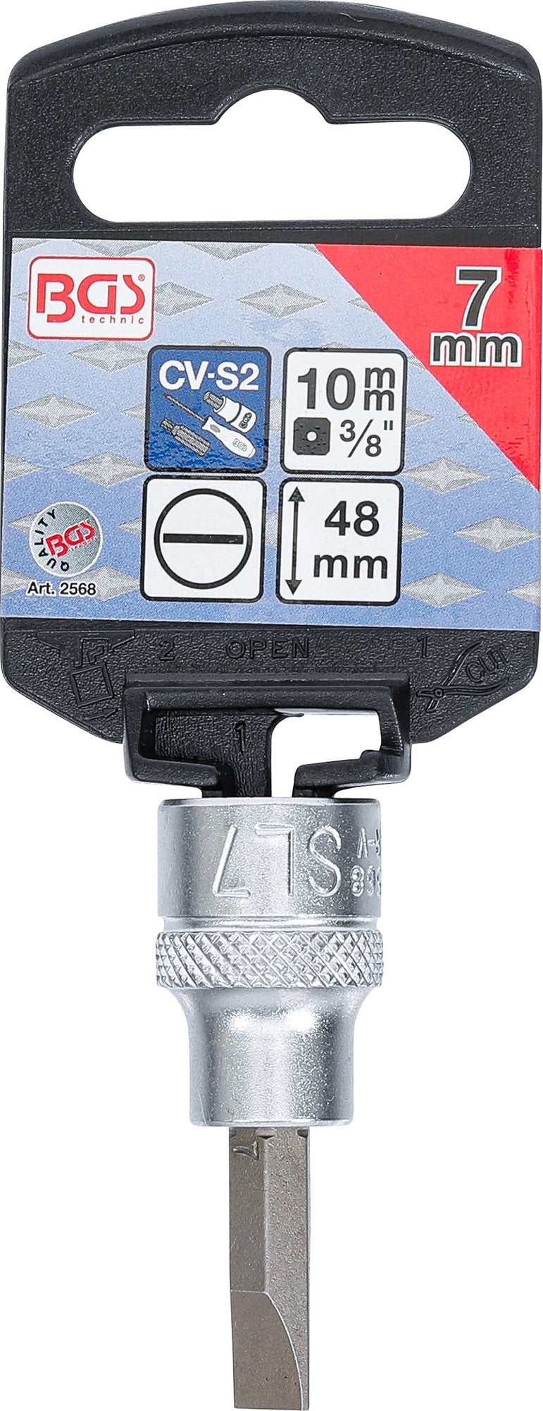 BGS 2568 Biteinsatz Schlitz Einsatz 7mm Länge 48mm Antrieb 10mm (3/8")