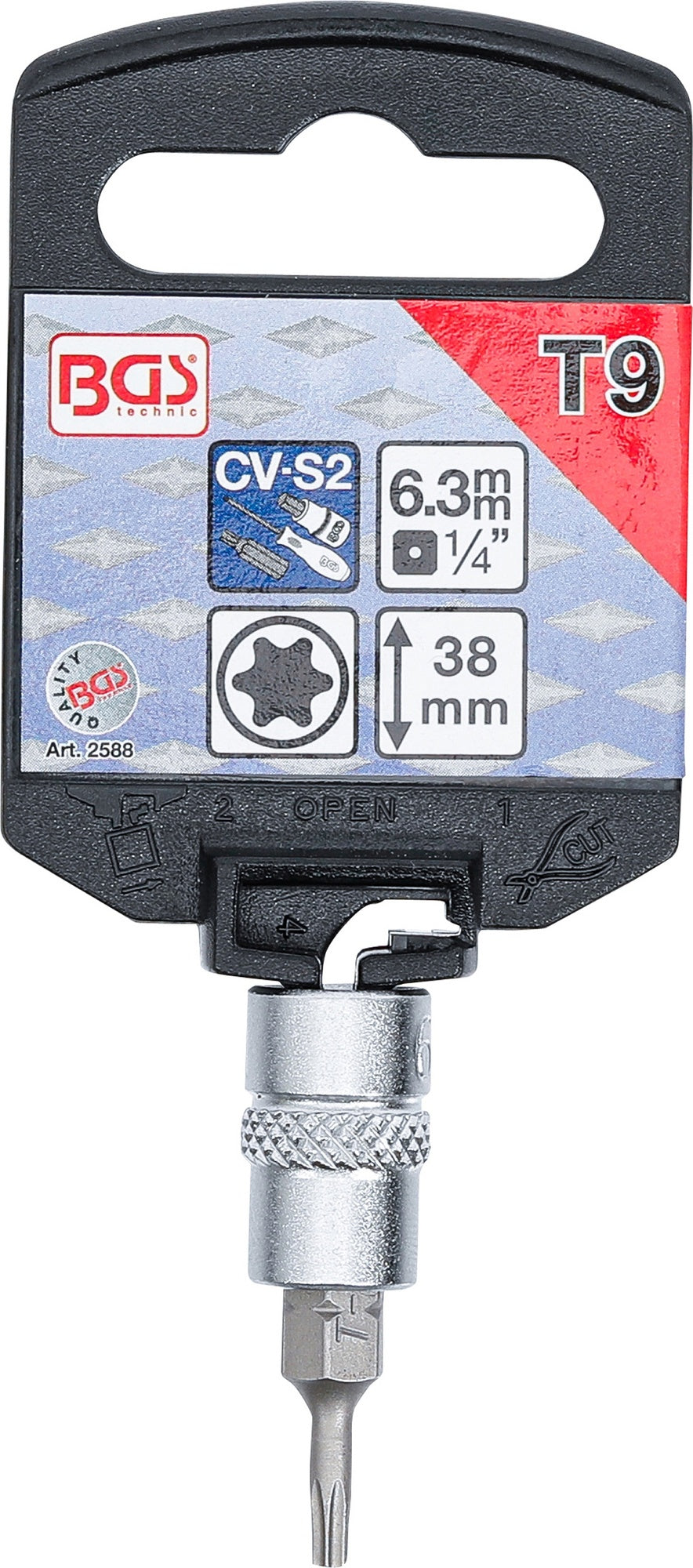 BGS 2588 Biteinsatz T-Profil (für Torx) T9 Länge 38mm Antrieb 6,3mm (1/4")