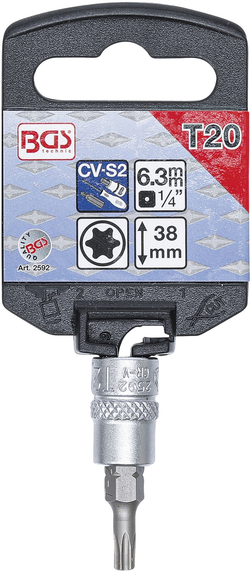 BGS 2592 Biteinsatz T-Profil (für Torx) T20 Länge 38mm Antrieb 6,3mm (1/4")