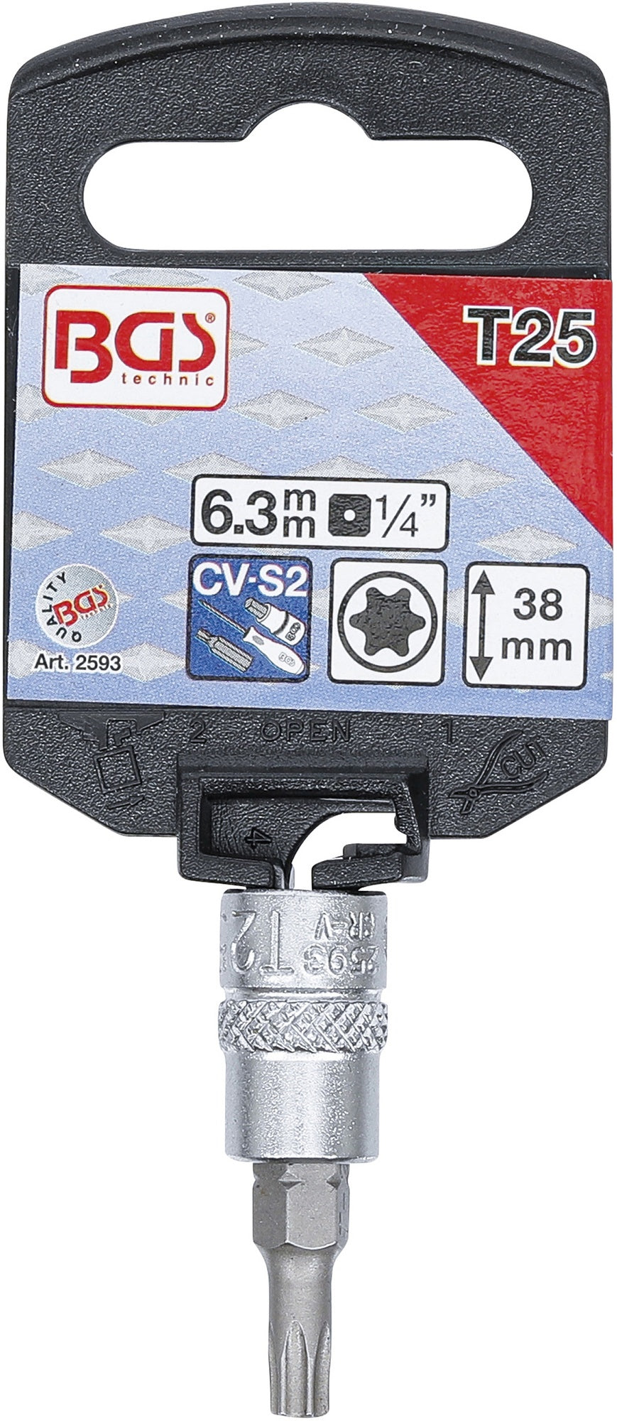 BGS 2593 Biteinsatz T-Profil (für Torx) T25 Länge 38mm Antrieb 6,3mm (1/4")
