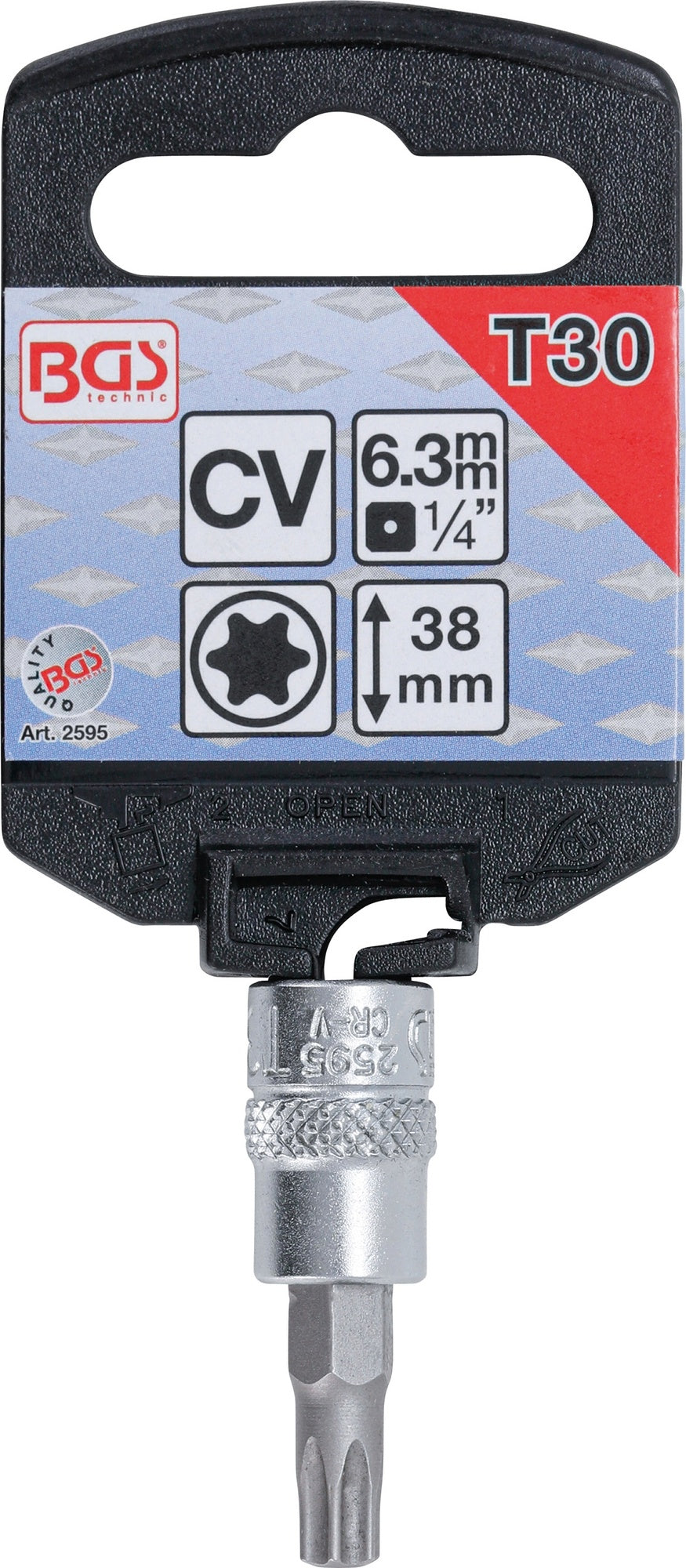 BGS 2595 Biteinsatz T-Profil (für Torx) T30 Länge 38mm Antrieb 6,3mm (1/4")