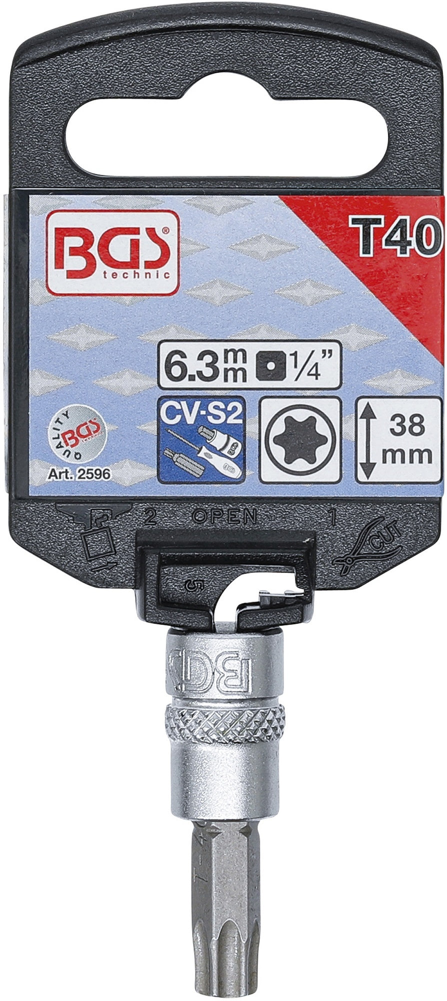 BGS 2596 Biteinsatz T-Profil (für Torx) T40 Länge 38mm Antrieb 6,3mm (1/4")