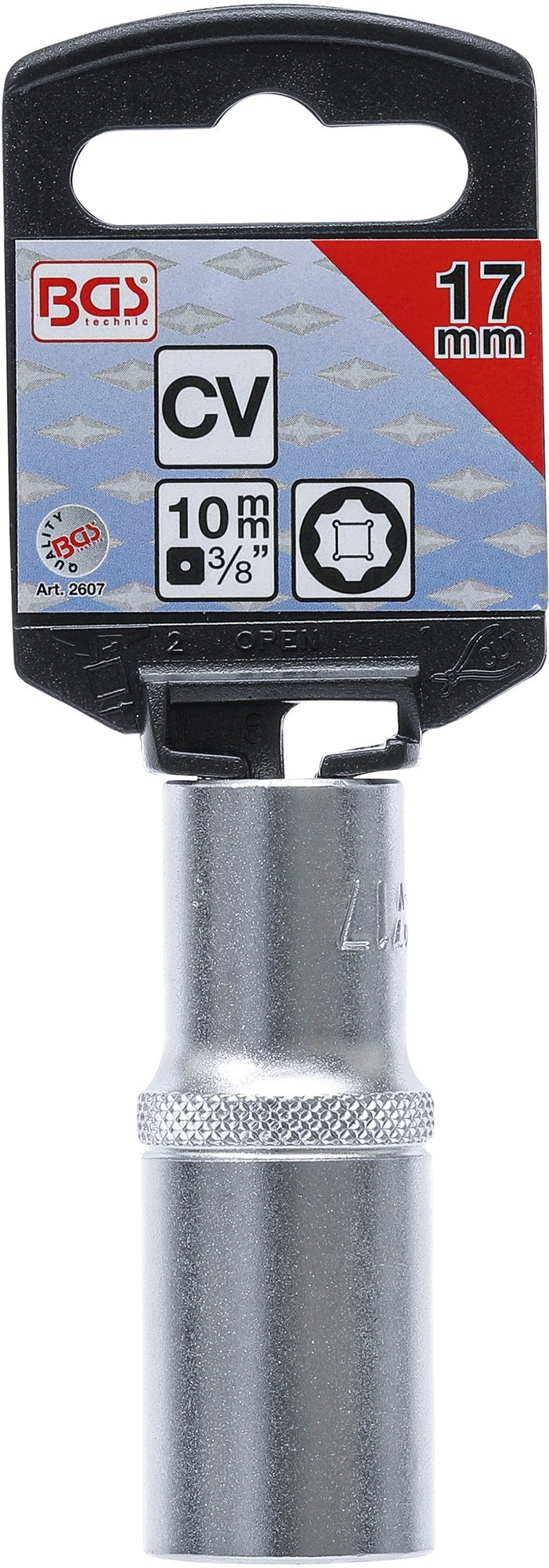 BGS 2607 Nuss / Stecknuss / Steckschlüsseleinsatz Super Lock tief SW 17mm Antrieb 10mm (3/8")