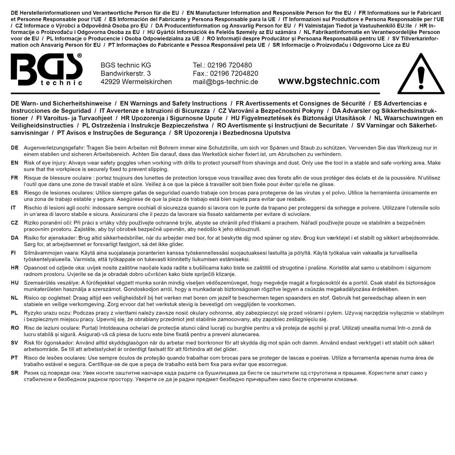 BGS 2726 Satz HSS-Bohrer linksschneidend 4 teilig