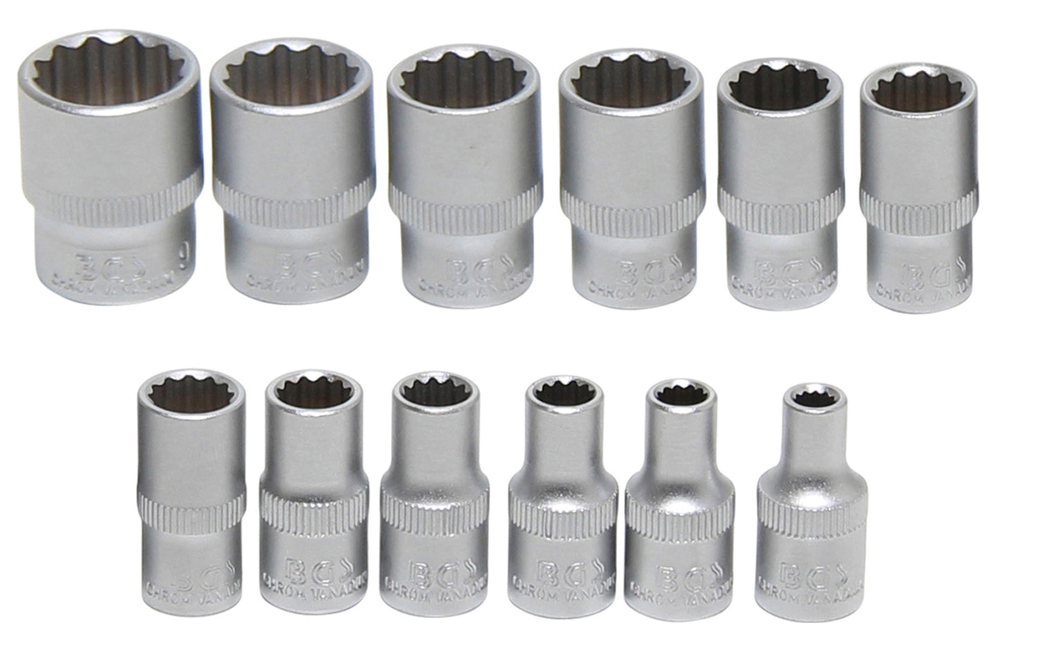 BGS 2755 Satz ZOLL Nüsse 12 Kant mit Antrieb 6,3mm (1/4") 12 teilig
