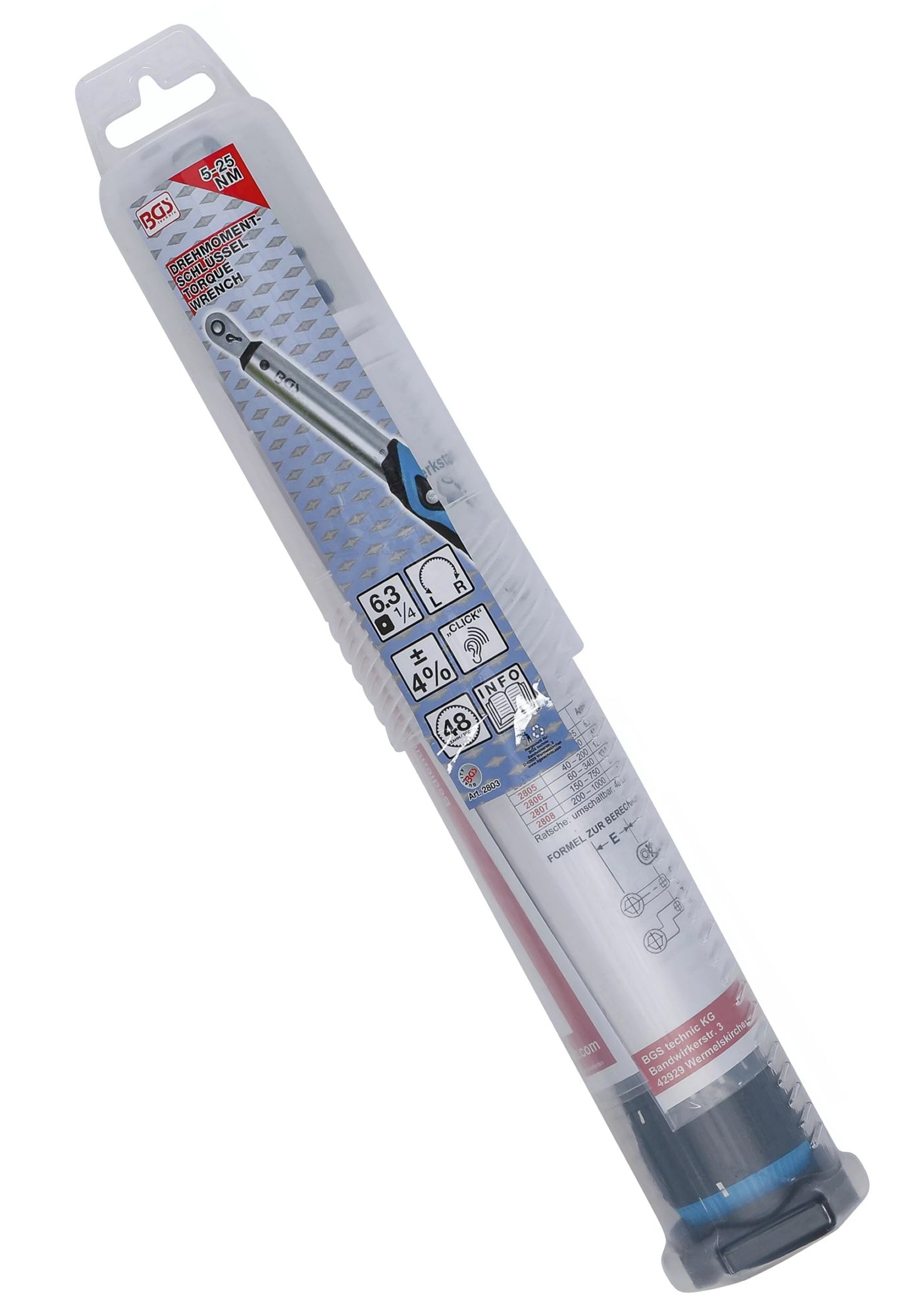 BGS 2803 Drehmomentschlüssel Meßbereich 5-25Nm Abtrieb Außenvierkant 6,3mm (1/4")