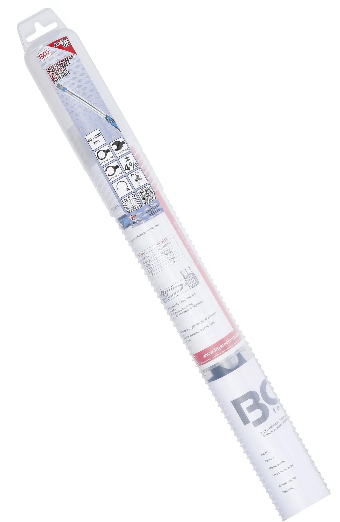 BGS 2811 Drehmomentschlüssel 40-200 Nm passend für Einsteckwerkzeuge 14 x 18mm Außenvierkant