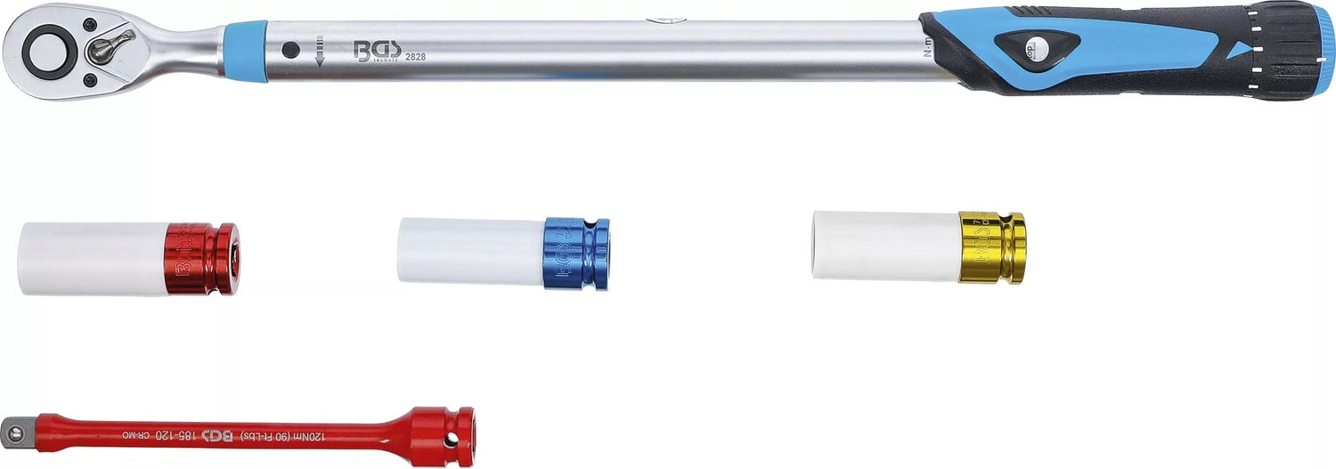 BGS 2818 Satz Drehmomentschlüssel 40-200Nm inkl. 3 Nüssen 17 - 19 - 21mm