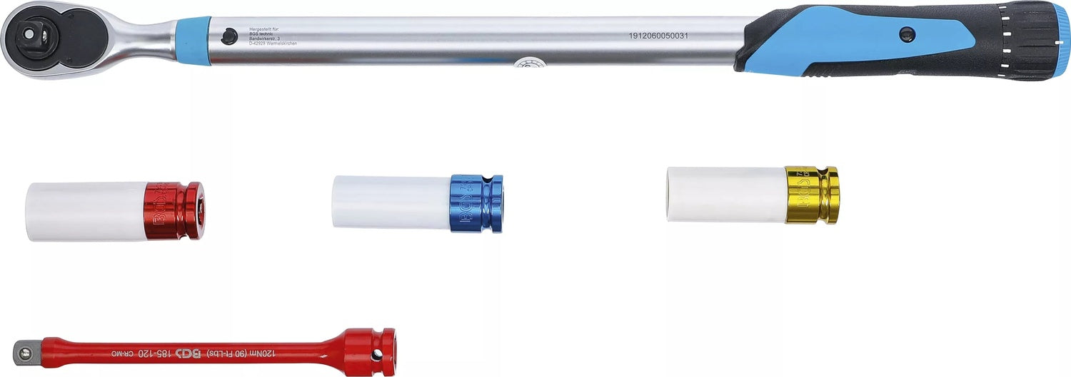 BGS 2818 Satz Drehmomentschlüssel 40-200Nm inkl. 3 Nüssen 17 - 19 - 21mm