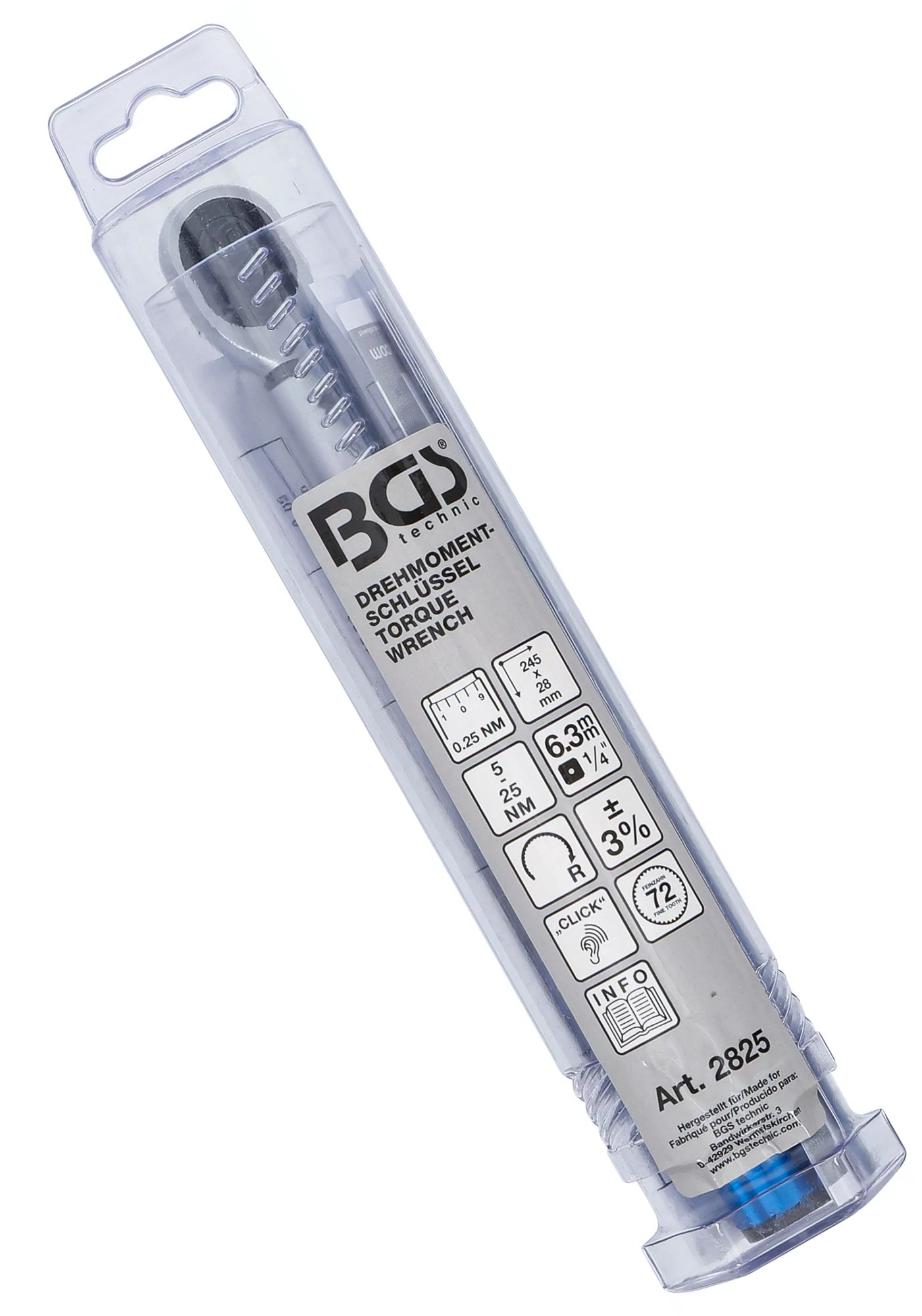 BGS 2825 Drehmomentschlüssel Abtrieb Außenvierkant 6,3mm (1/4") 5 - 25Nm