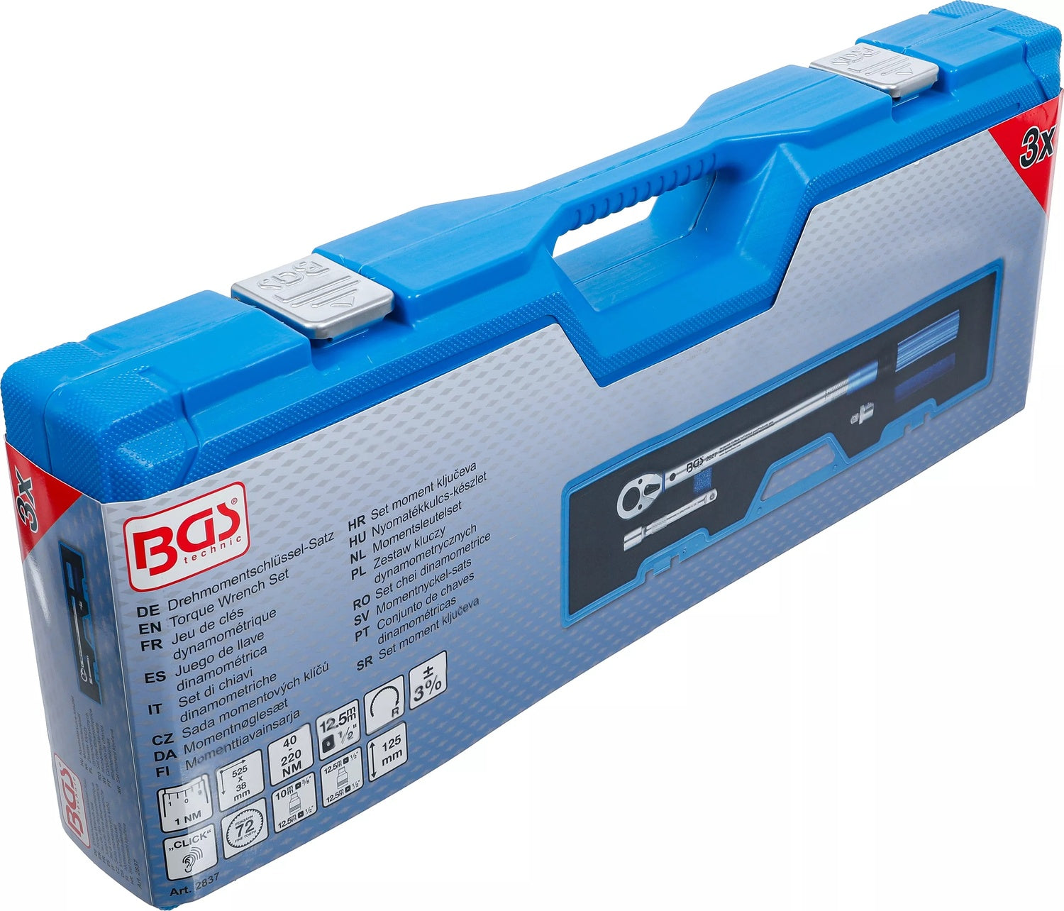 BGS 2837 Drehmomentschlüssel mit Adapter Verlängerung Außenvierkant 12,5mm (1/2") 40 - 220 Nm