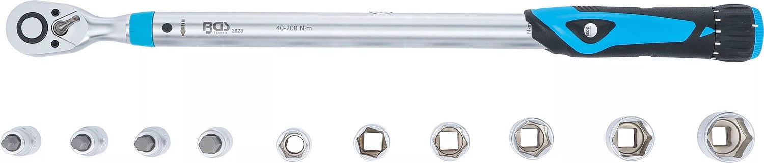 BGS 2865 Satz Drehmomentschlüssel 40-200Nm Innenvierkant 12,5 mm (1/2") 11 teilig