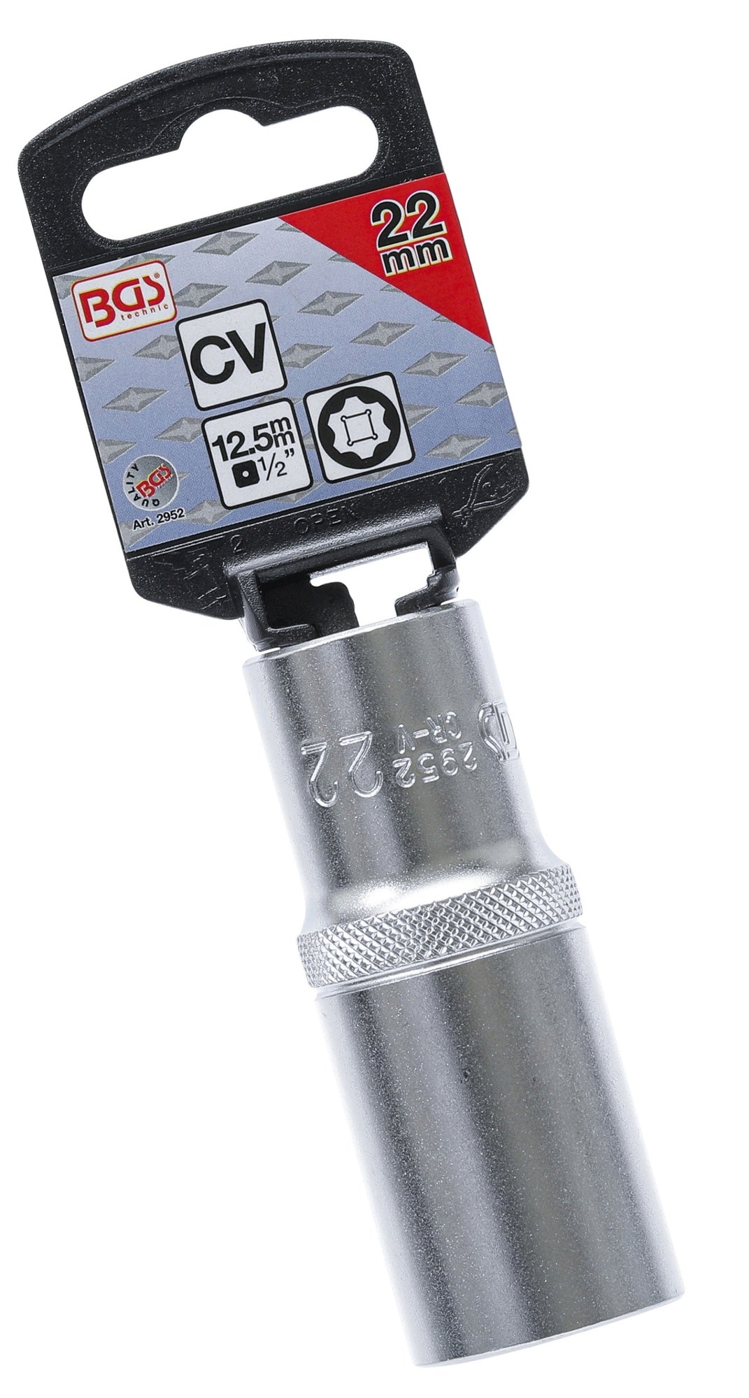 BGS 2952 Nuss / Stecknuss 22mm lang/tief Super Lock Wellenprofil Antrieb 12,5mm (1/2")