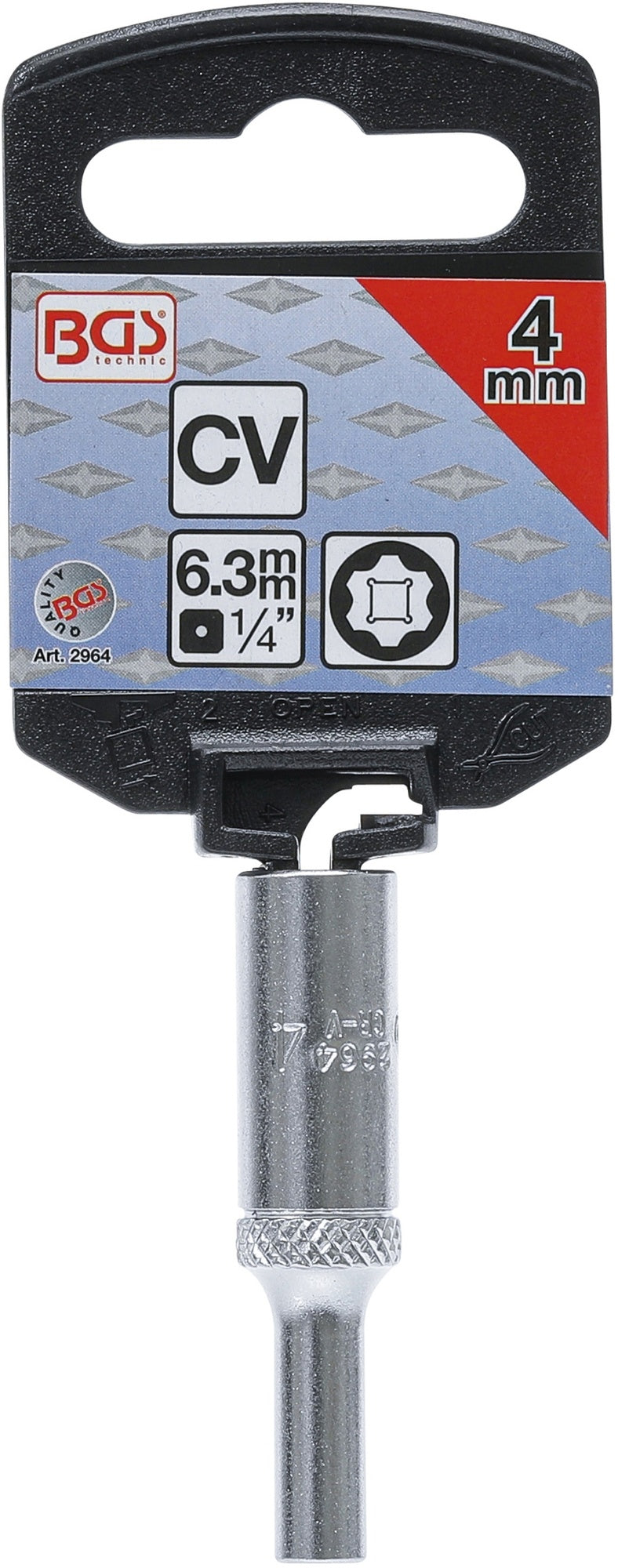 BGS 2964 Nuss / Stecknuss / Steckschlüsseleinsatz Super Lock tief SW 4mm Antrieb 6,3mm (1/4")