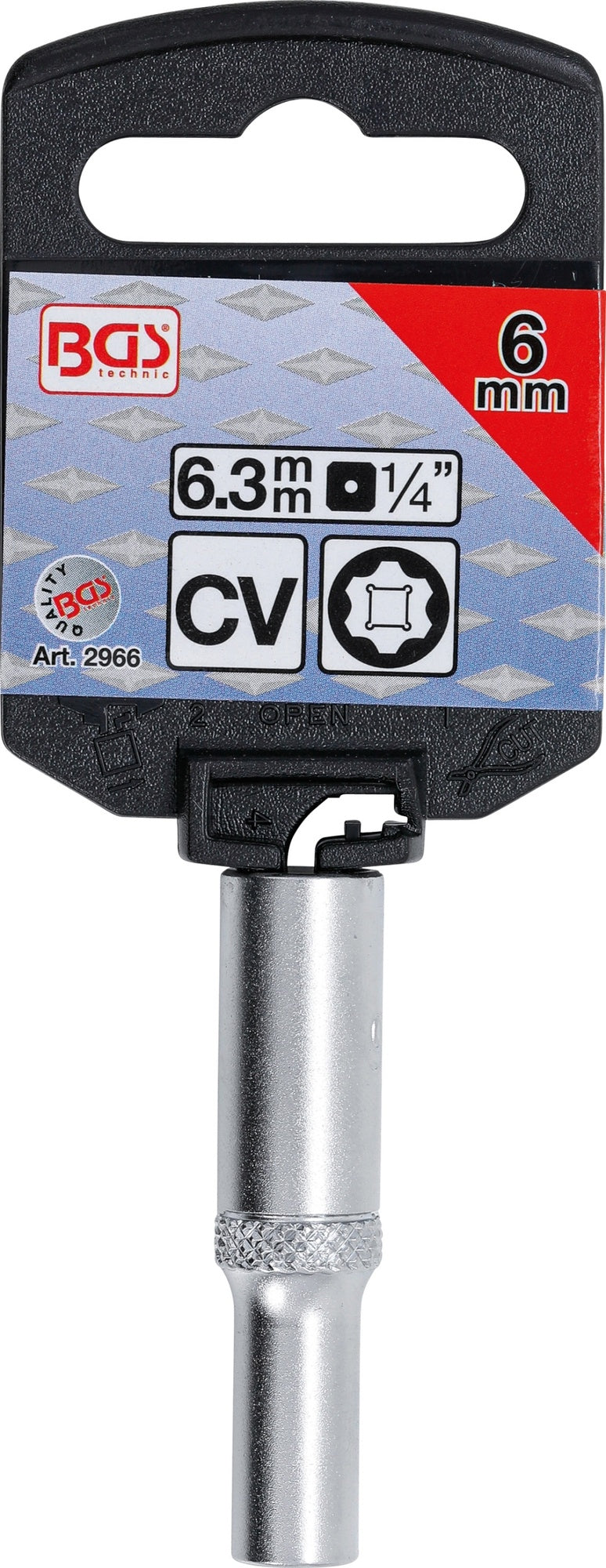 BGS 2966 Nuss / Stecknuss / Steckschlüsseleinsatz Super Lock tief SW 6mm Antrieb 6,3mm (1/4")