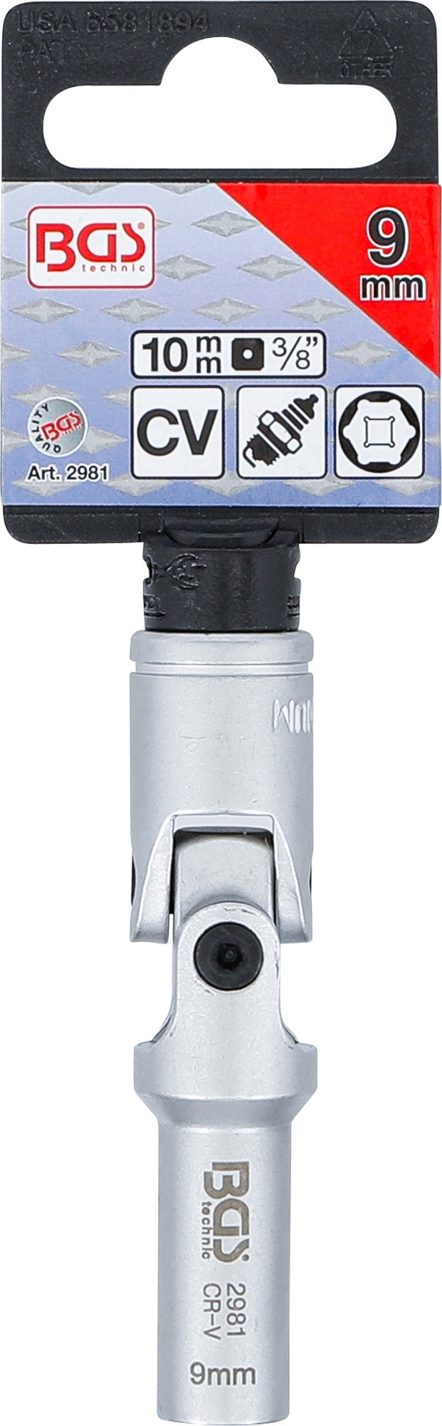 BGS 2981 Glühkerzen Gelenkeinsatz Sechskant SW 9mm Antrieb 10mm (3/8")