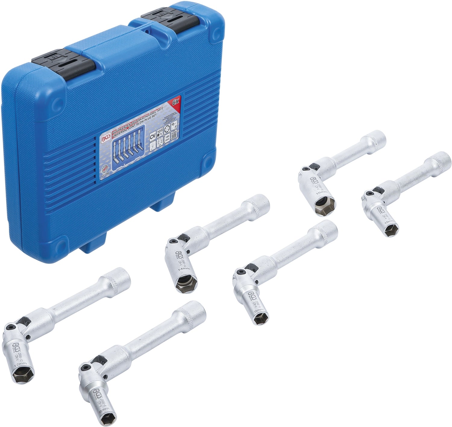 BGS 2986 Satz Universal Glühkerzen Gelenkschlüssel extra lang Sechskant SW 8 - 16mm Antrieb 10mm (3/8")