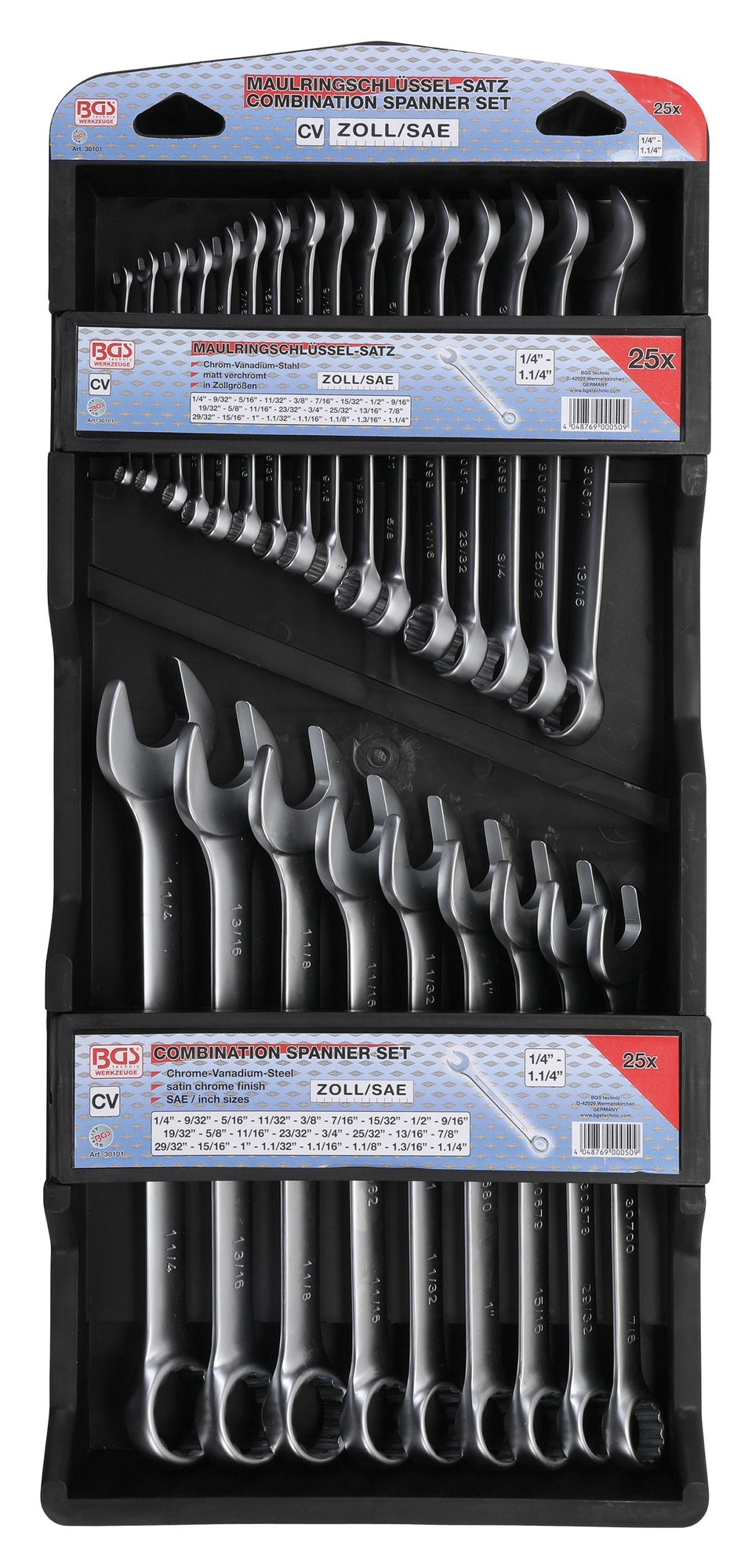 BGS 30101 ZOLL Ring-Maulschlüssel / Ring Gabelschlüssel Satz 25teilig 1/4" - 1 1/4"