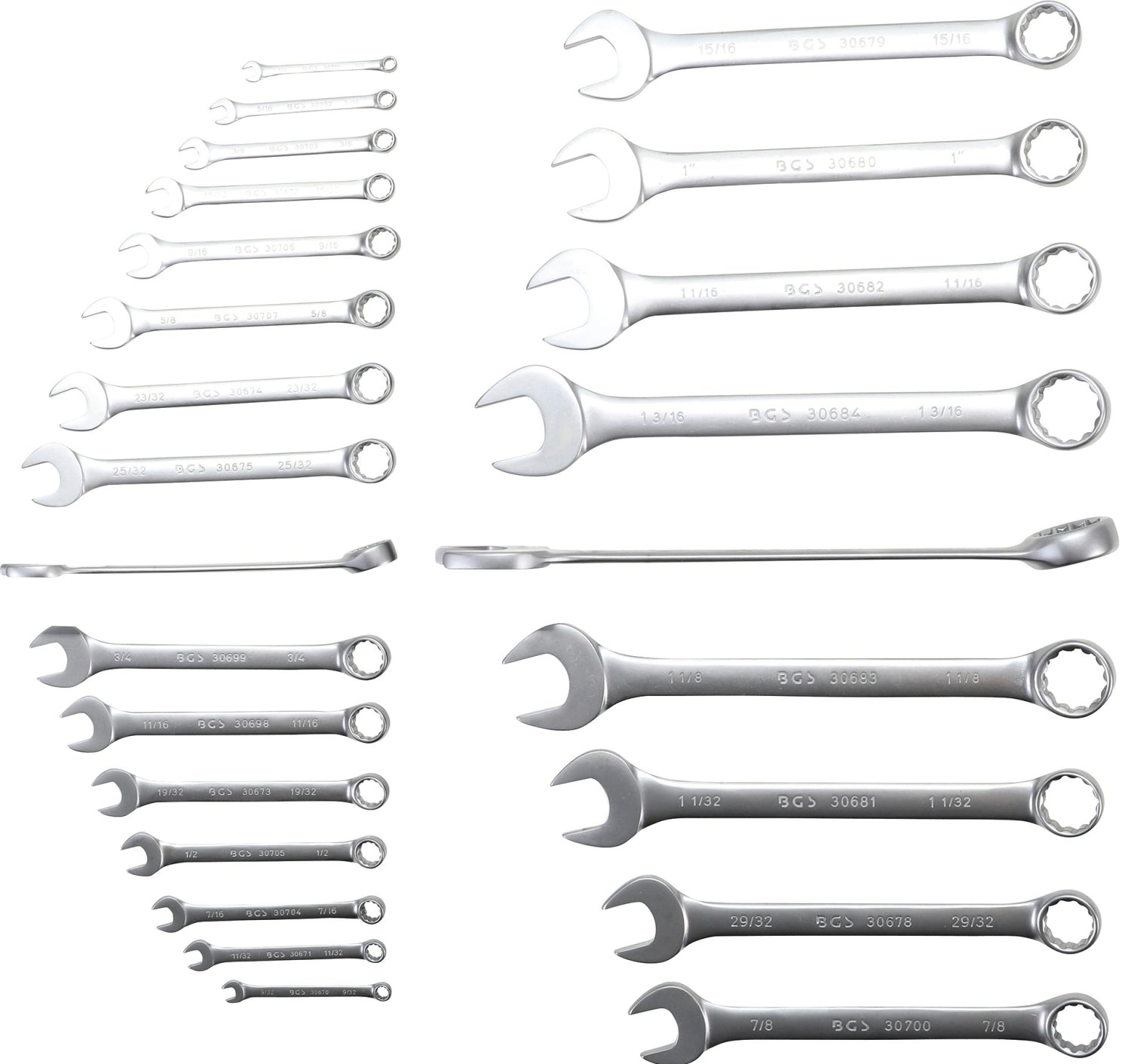 BGS 30101 ZOLL Ring-Maulschlüssel / Ring Gabelschlüssel Satz 25teilig 1/4" - 1 1/4"