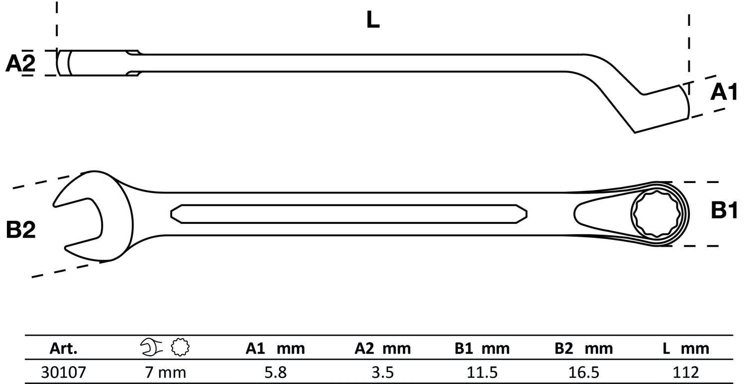 BGS 30107 Ringmaulschlüssel gekröpft SW 7mm metrisch kalt geschmiedet