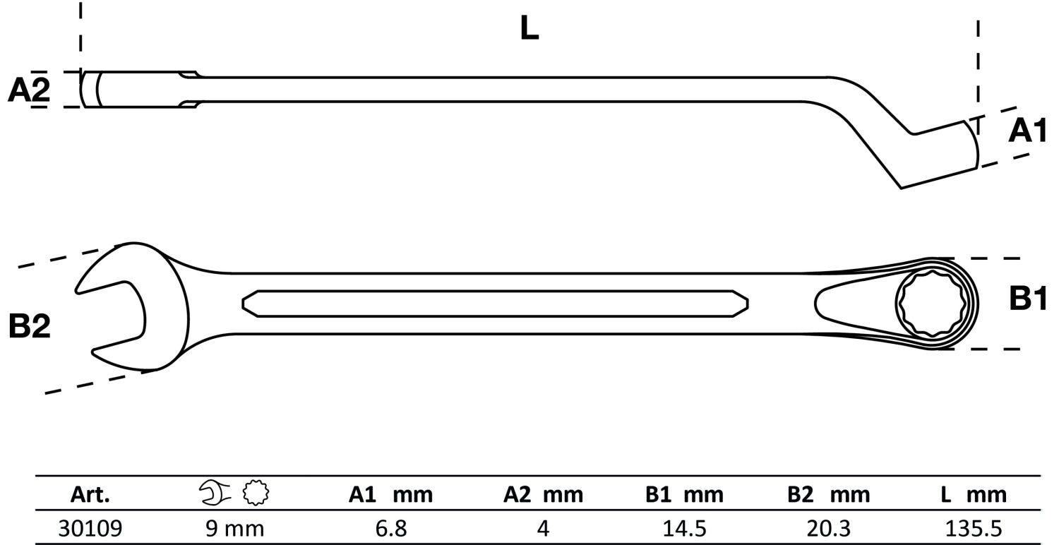 BGS 30109 Ringmaulschlüssel gekröpft SW 9mm metrisch kalt geschmiedet