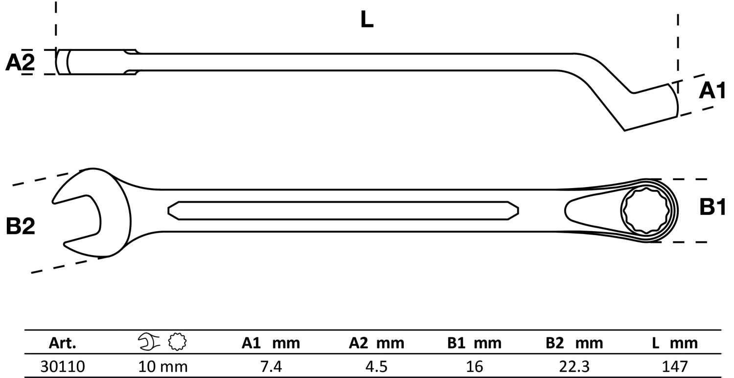 BGS 30110 Ringmaulschlüssel gekröpft SW 10mm metrisch kalt geschmiedet
