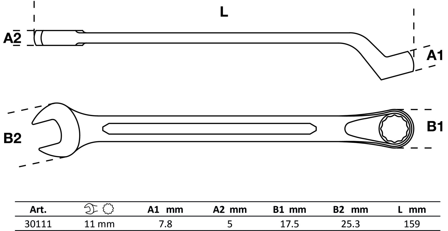 BGS 30111 Ringmaulschlüssel gekröpft SW 11mm metrisch kalt geschmiedet